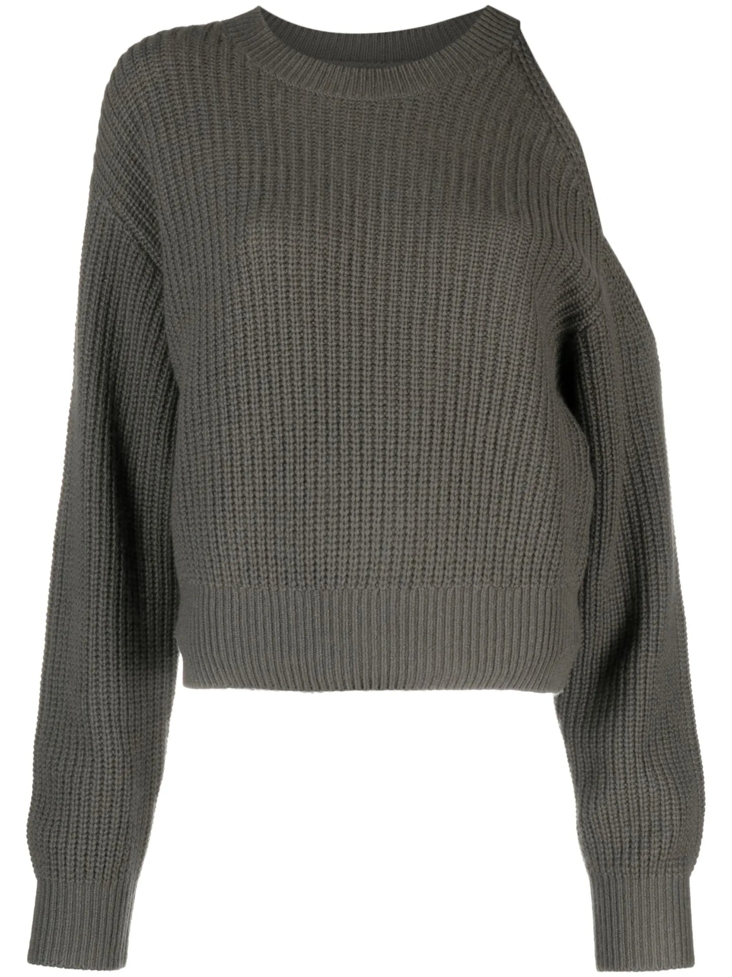 Leora cold-shoulder ribbed-knit jumper