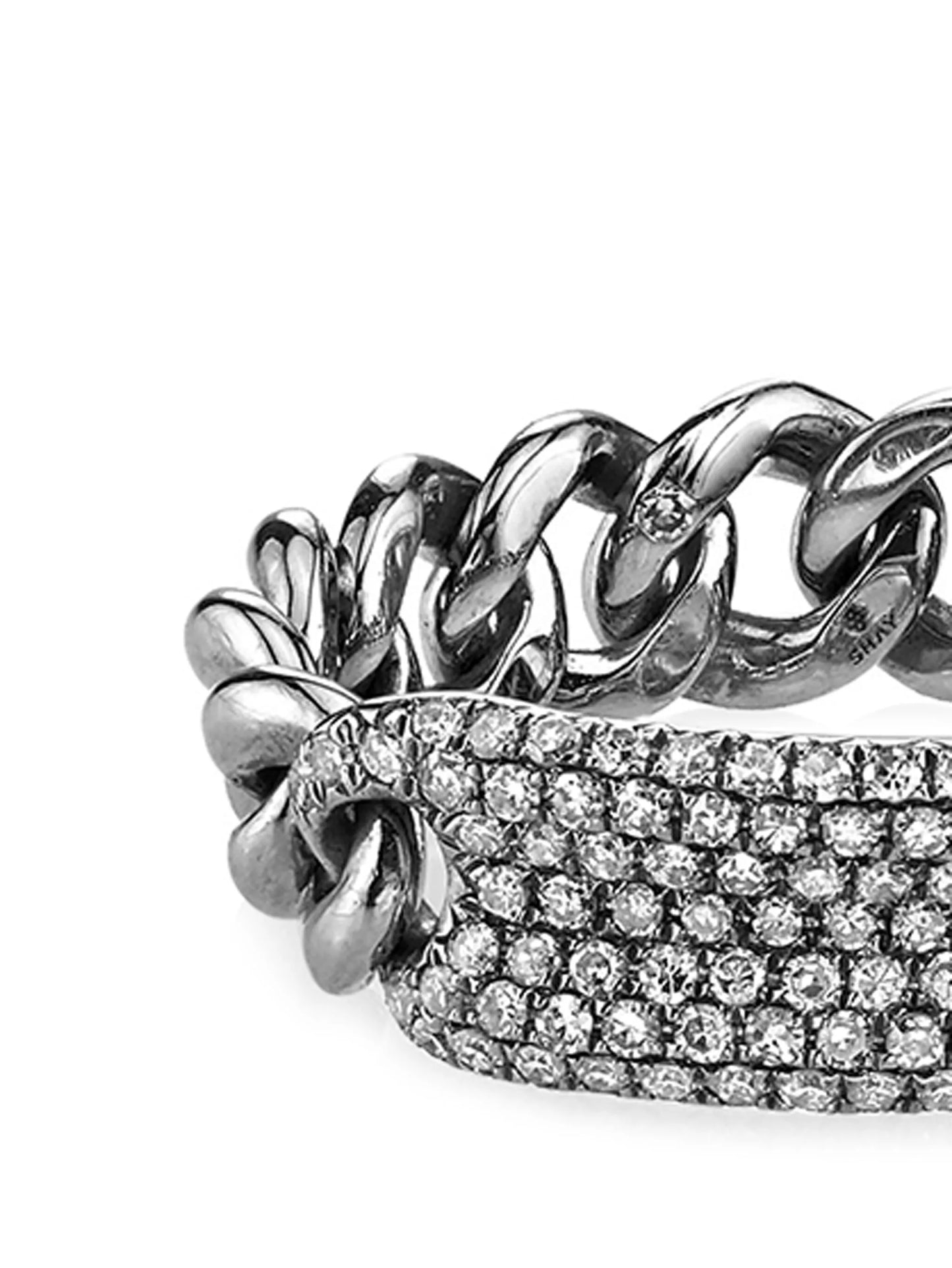 18K white gold Mini Link diamond ring