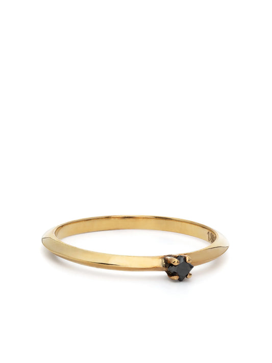 18kt yellow gold Petite Knife Edge diamond solitaire ring
