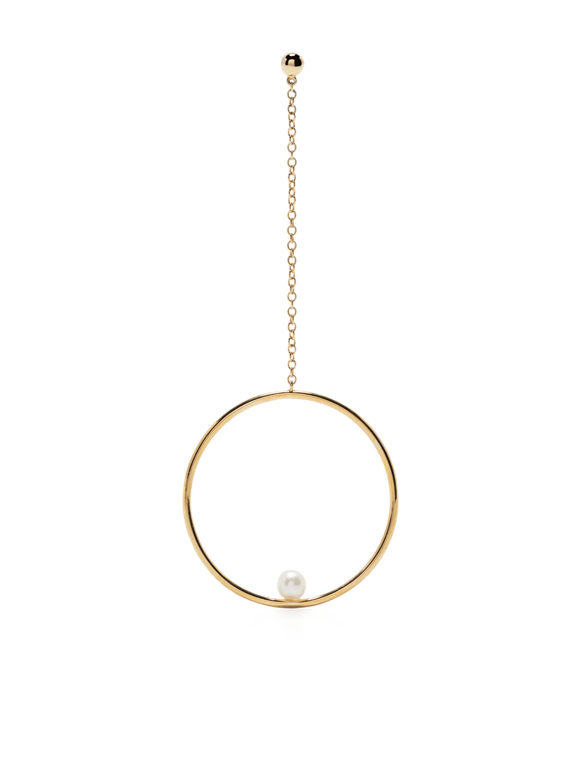yellow gold pearl drop circle earring