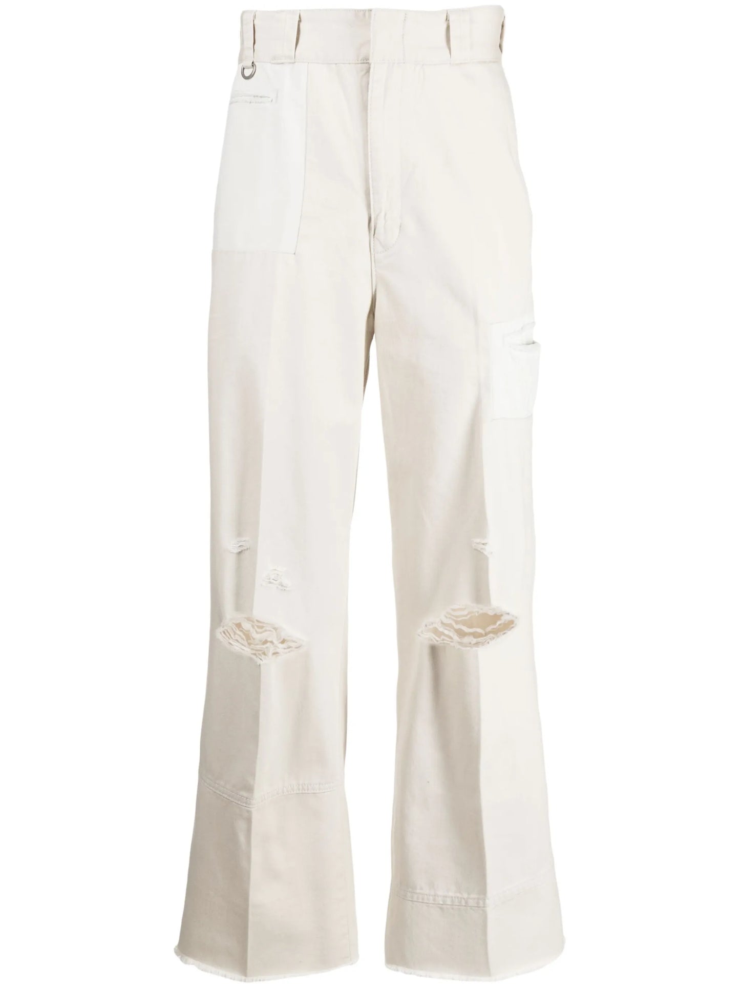 distressed straight-leg trousers