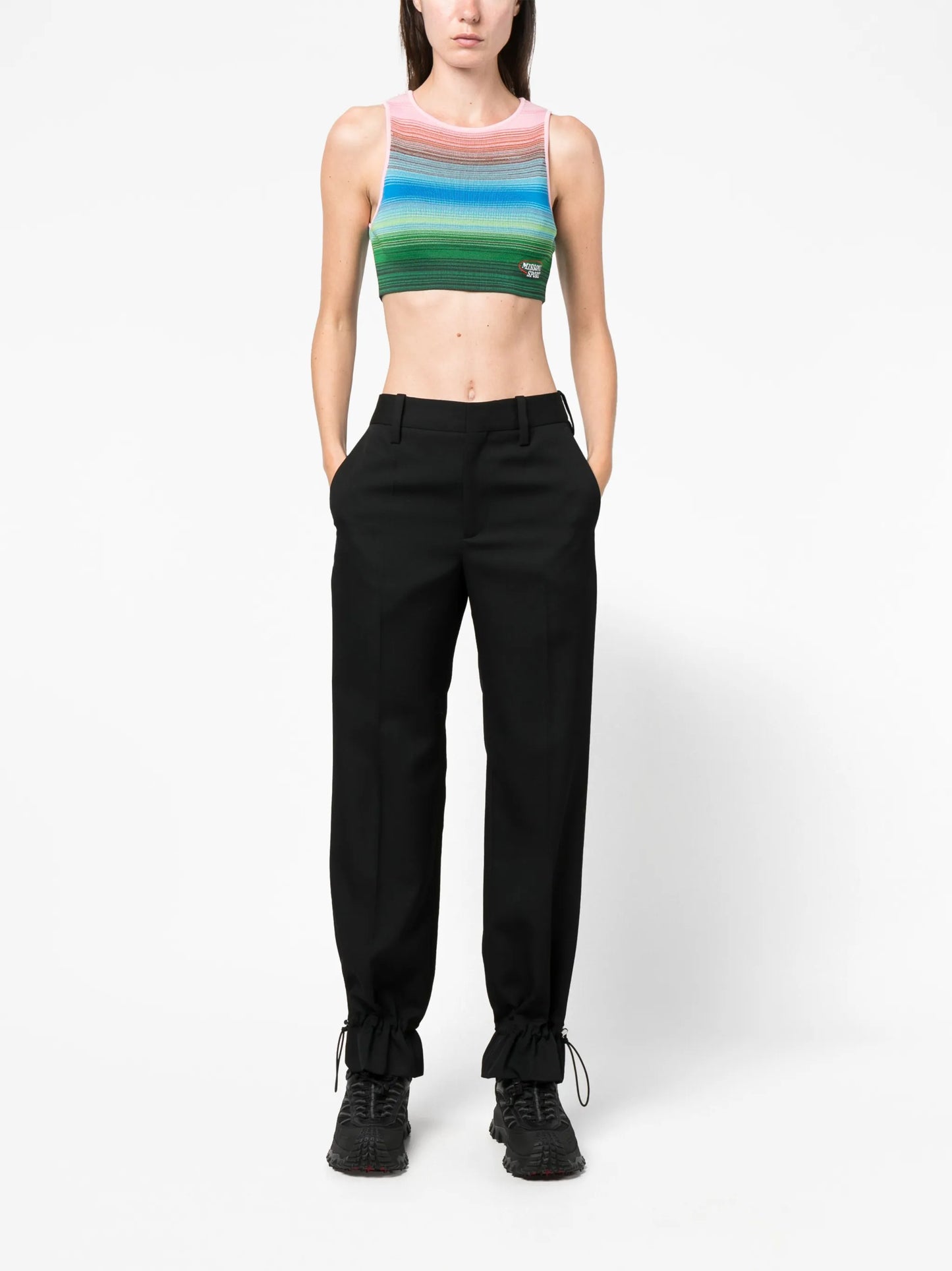 striped cropped tank top
