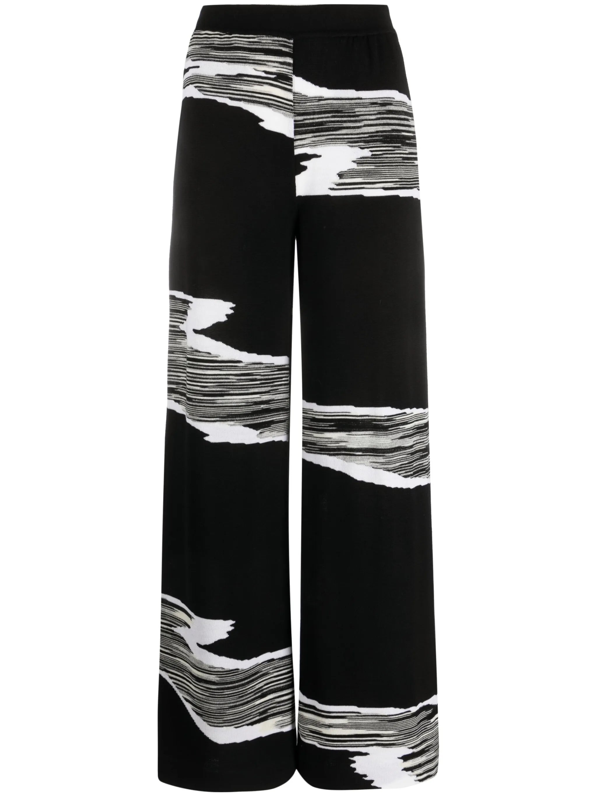 slub-print wide-leg trousers