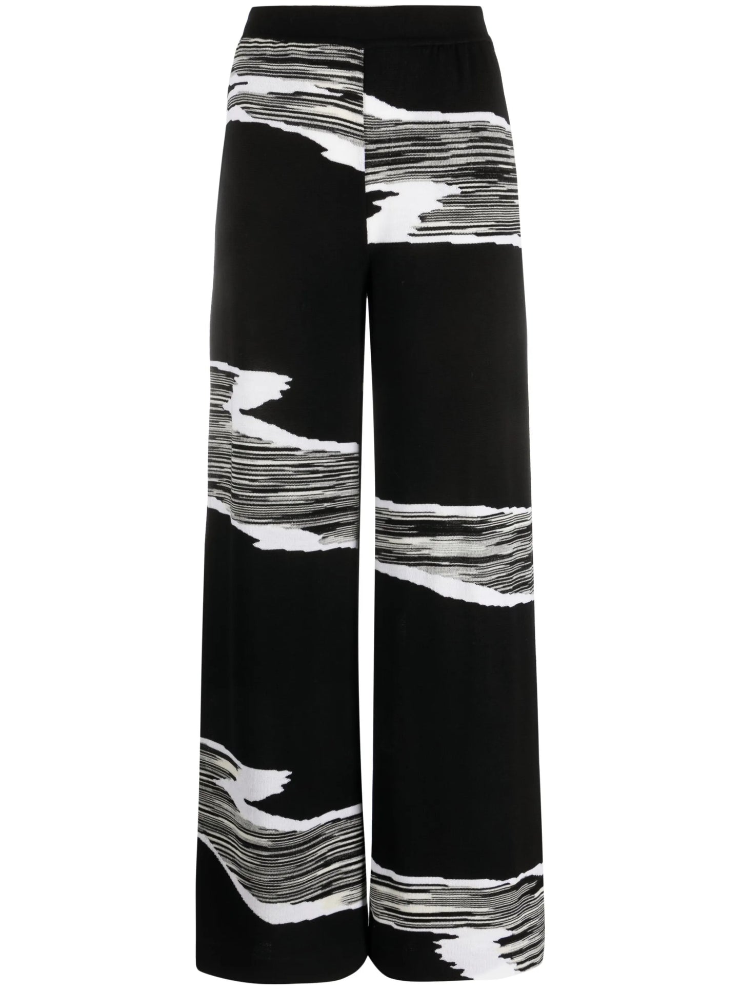 slub-print wide-leg trousers