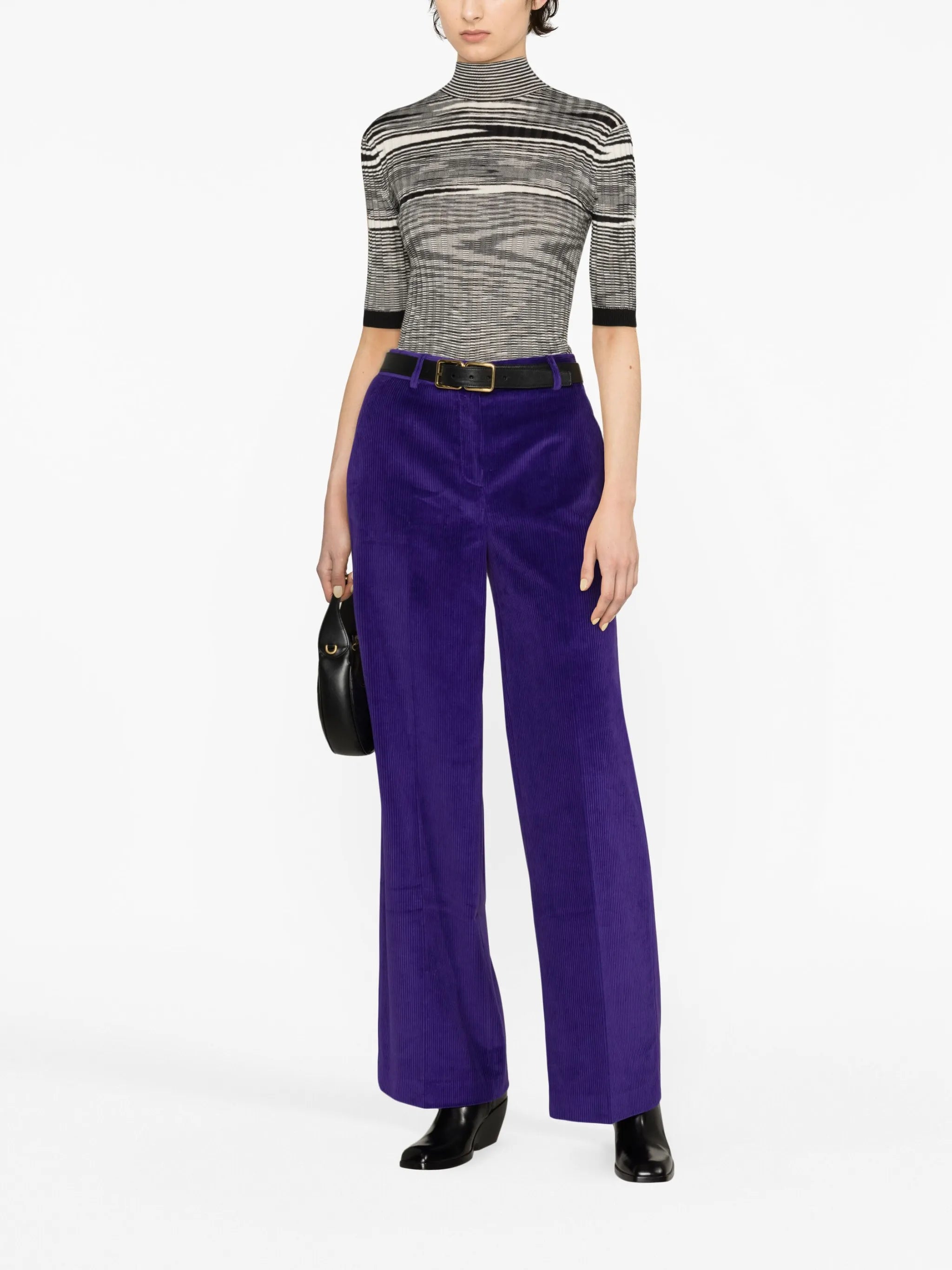 high-neck jacquard knitted top