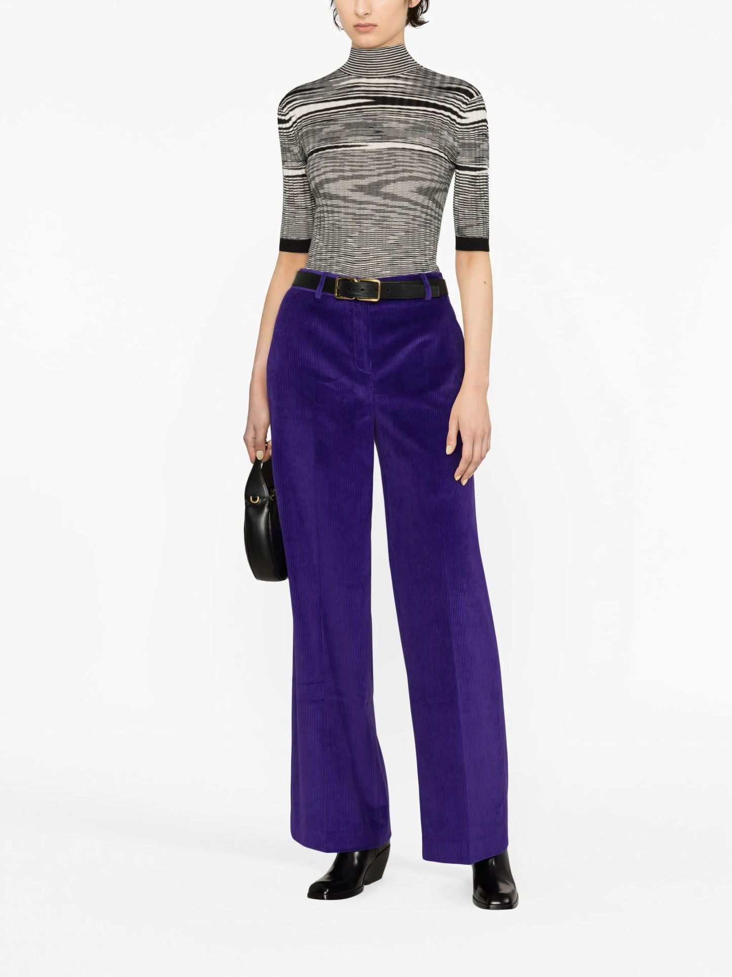 high-neck jacquard knitted top