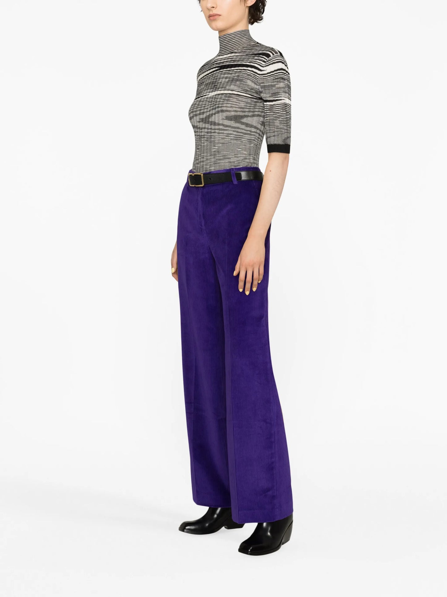 high-neck jacquard knitted top