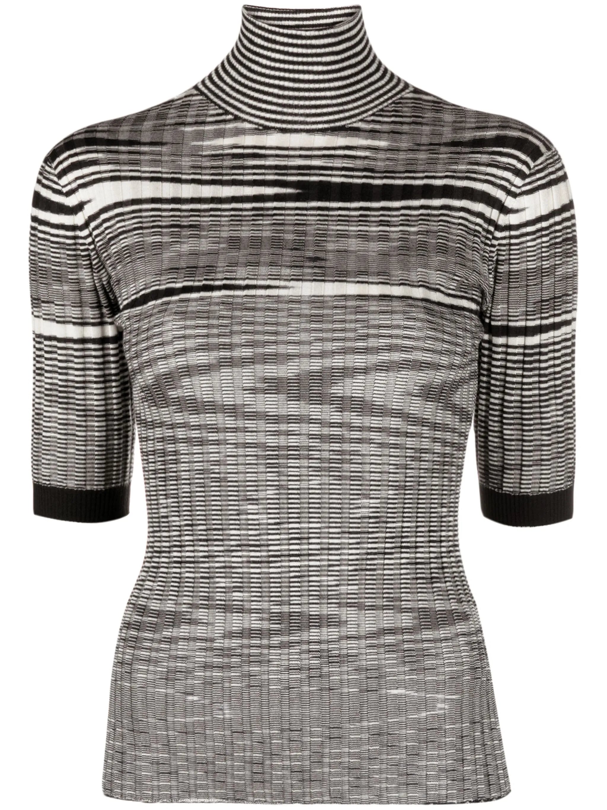 high-neck jacquard knitted top