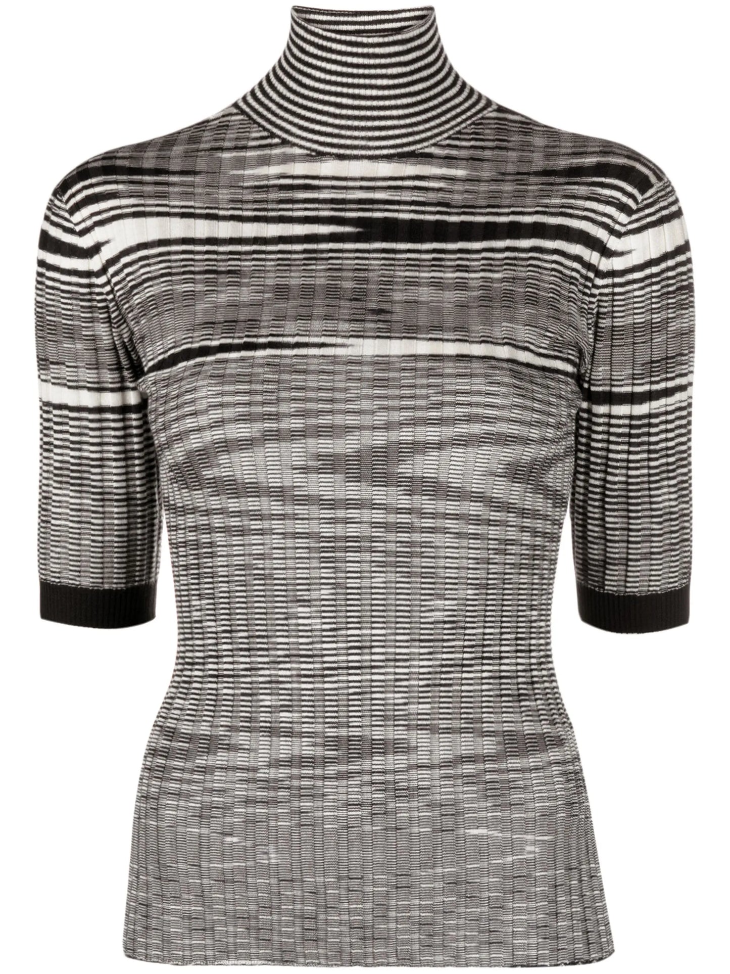 high-neck jacquard knitted top