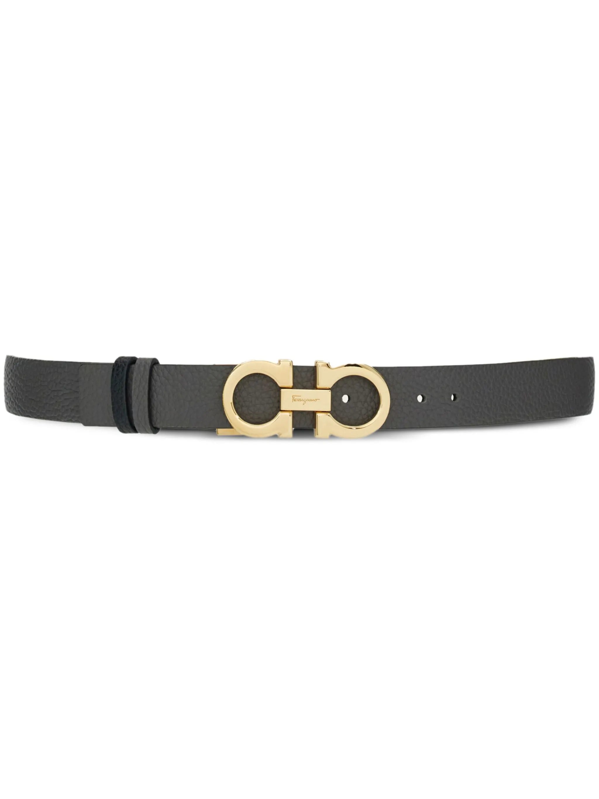 Gancini-buckle reversible leather belt