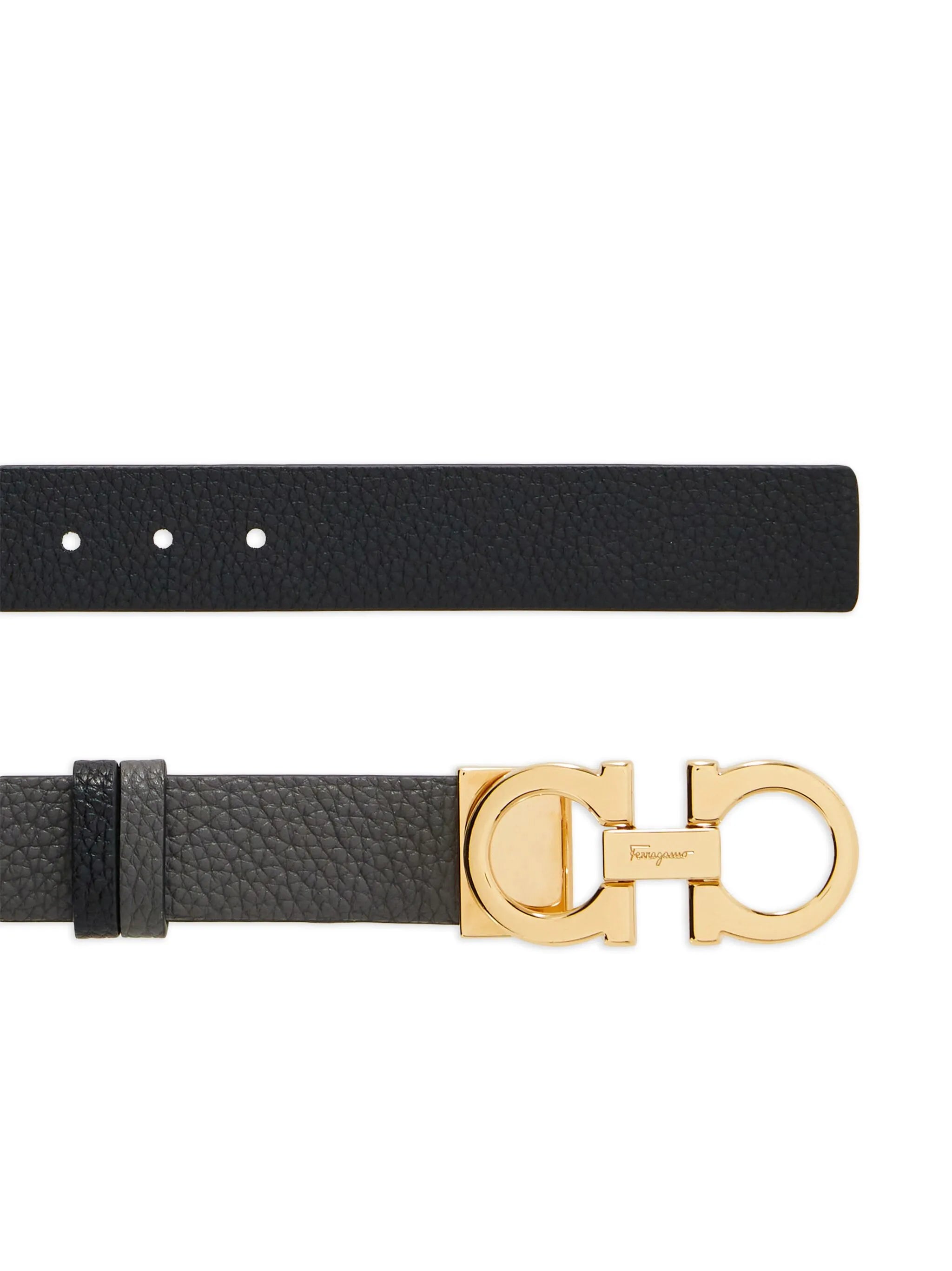 Gancini-buckle reversible leather belt