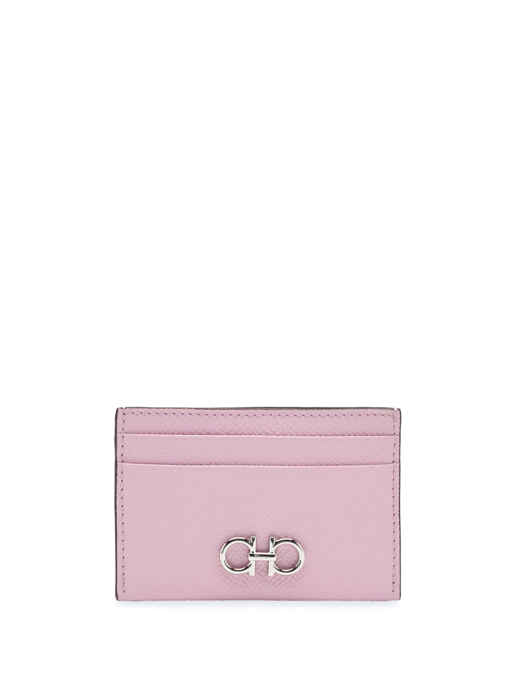 Gancini-plaque leather cardholder
