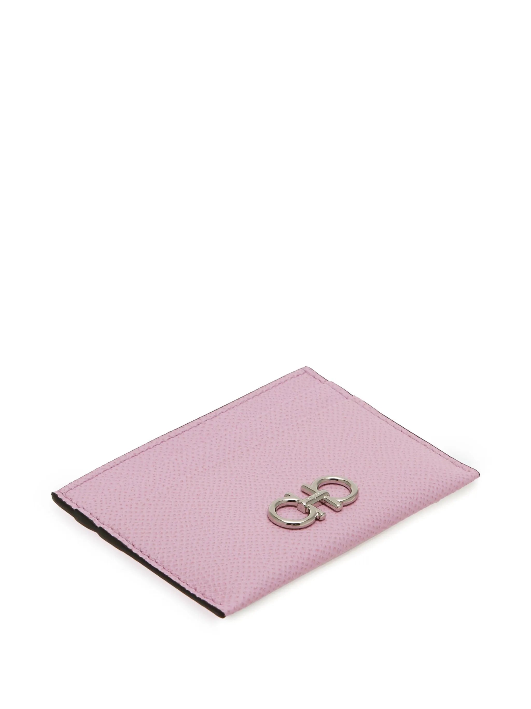 Gancini-plaque leather cardholder