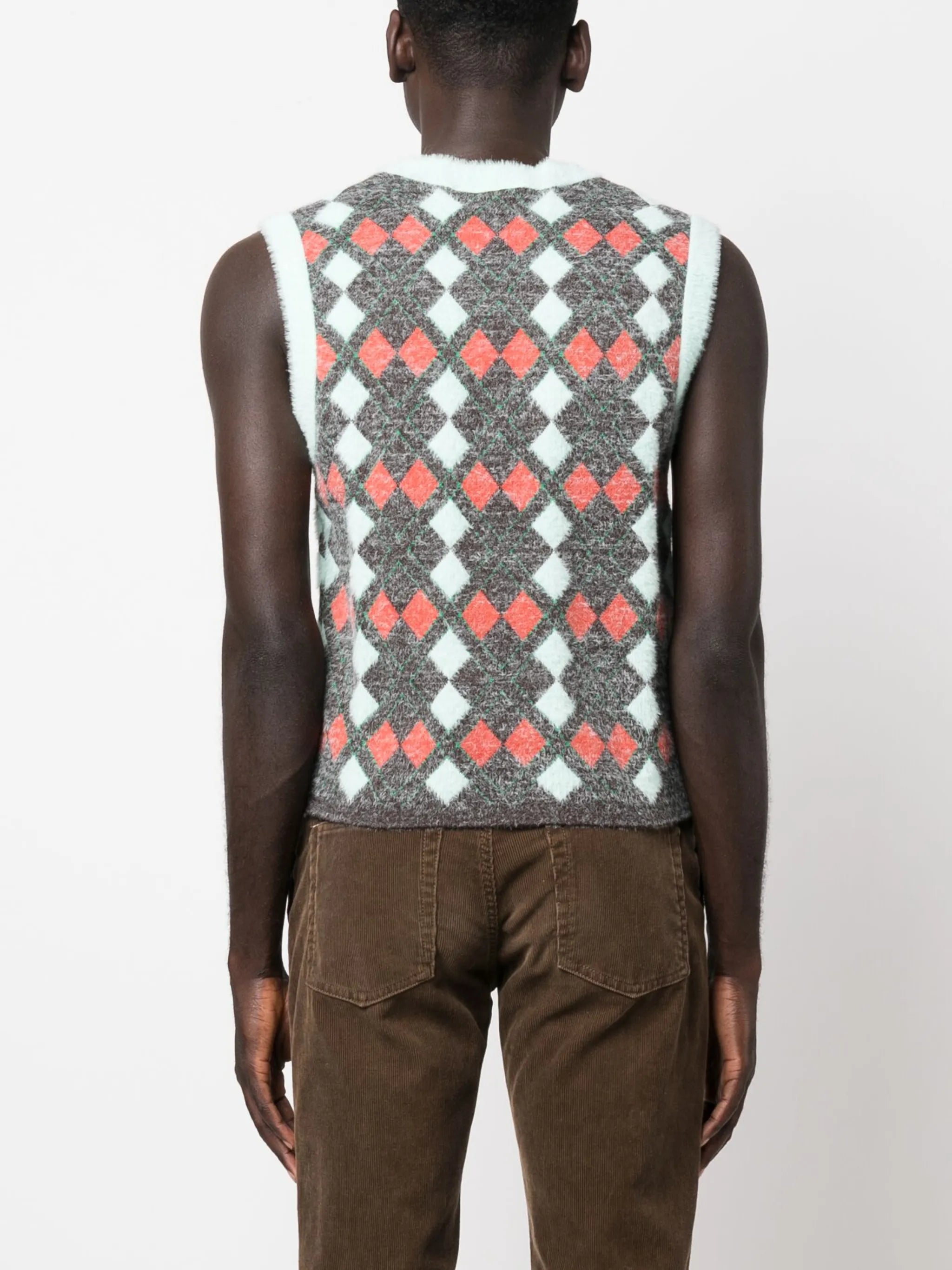 logo-embroidered knitted vest
