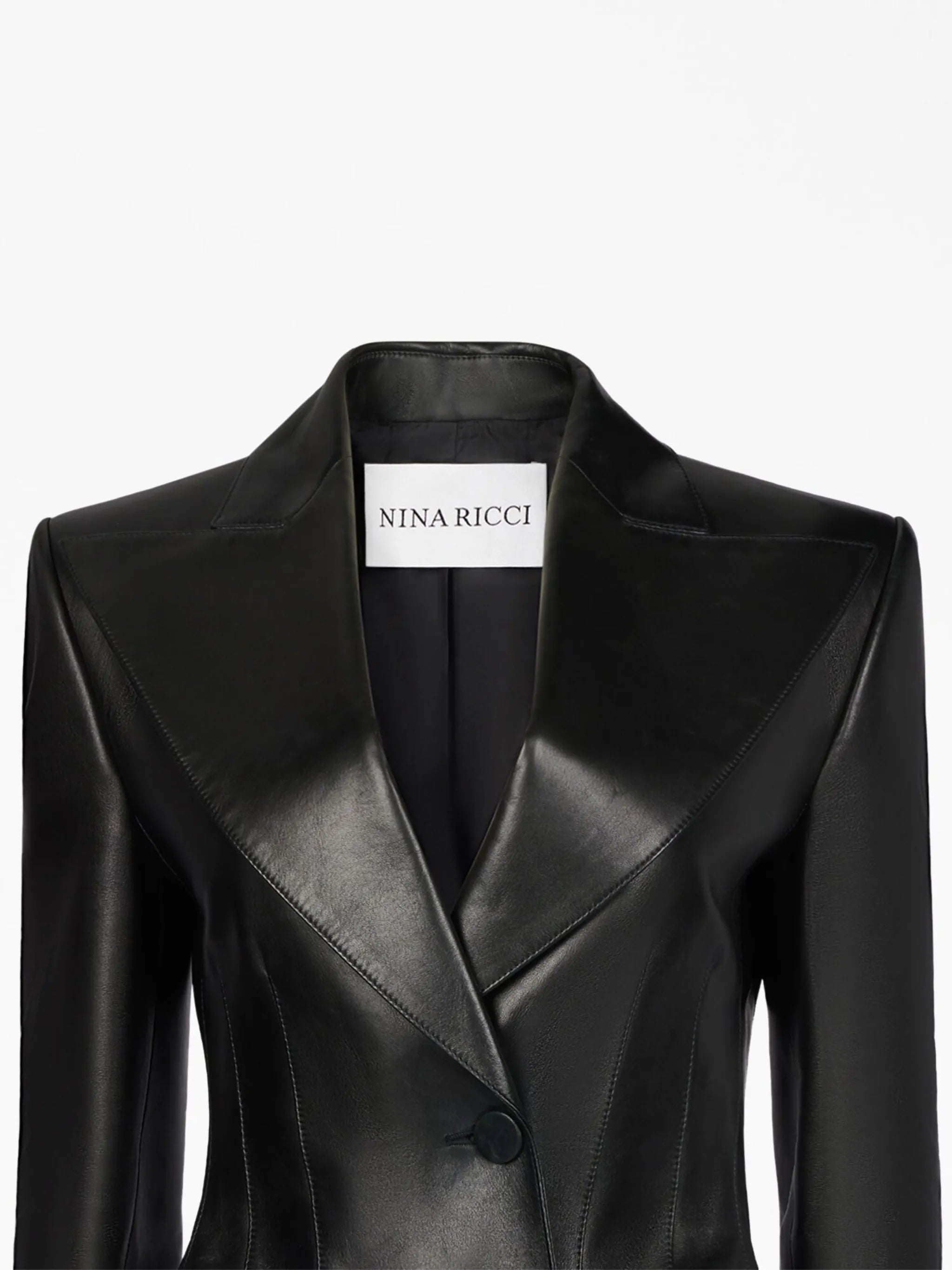peak-lapels leather blazer