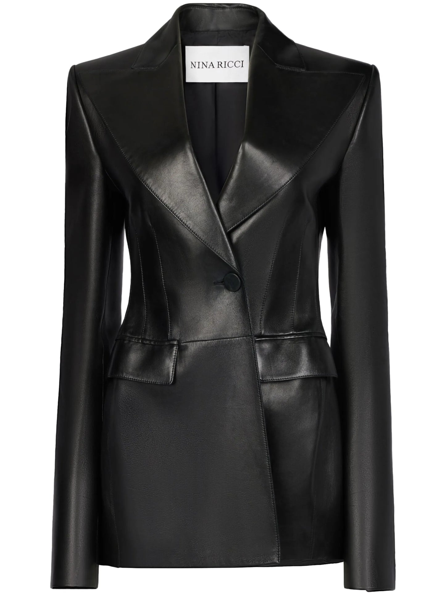 peak-lapels leather blazer