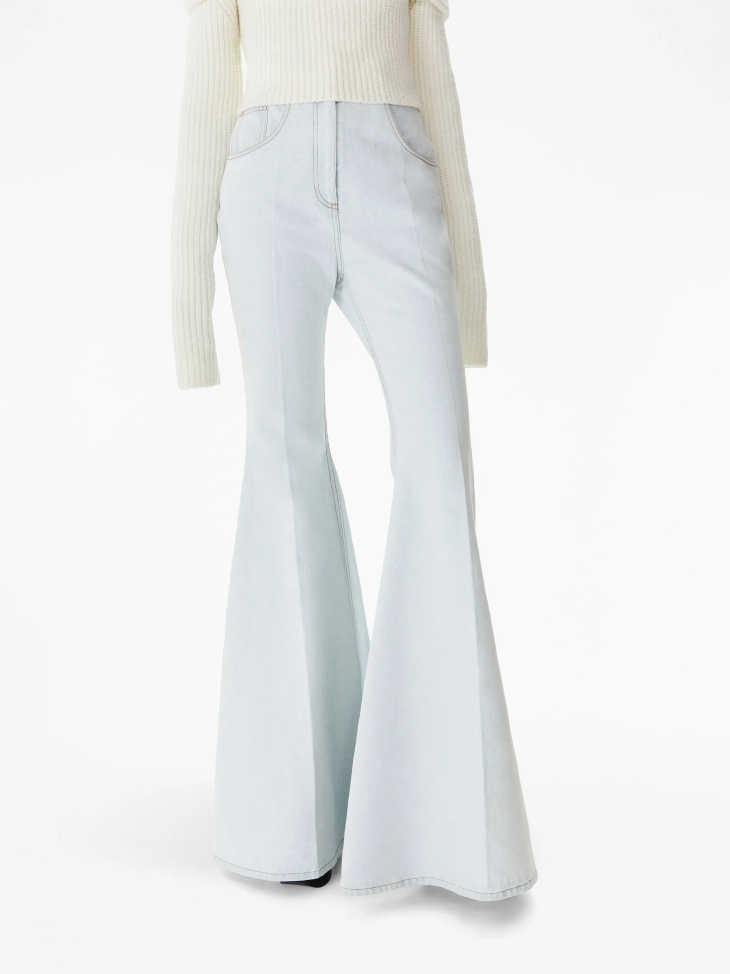 high-waisted flared jeans