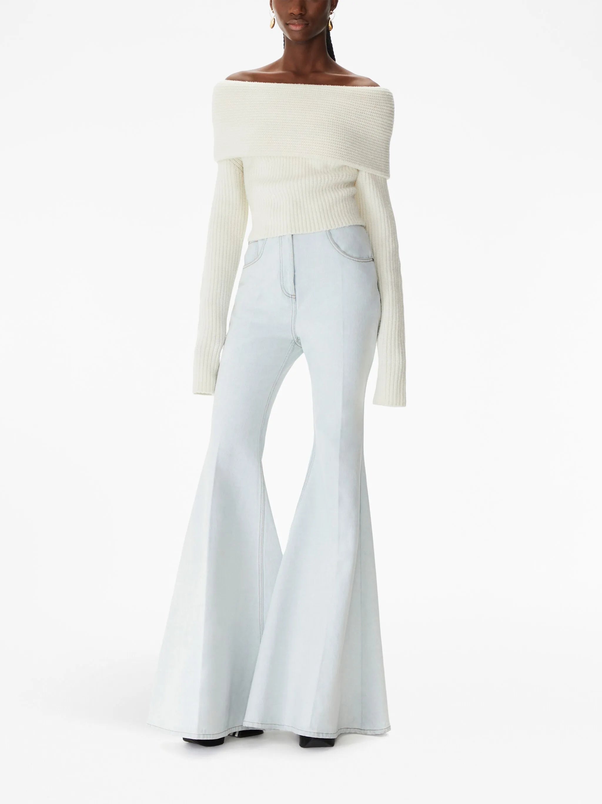 high-waisted flared jeans