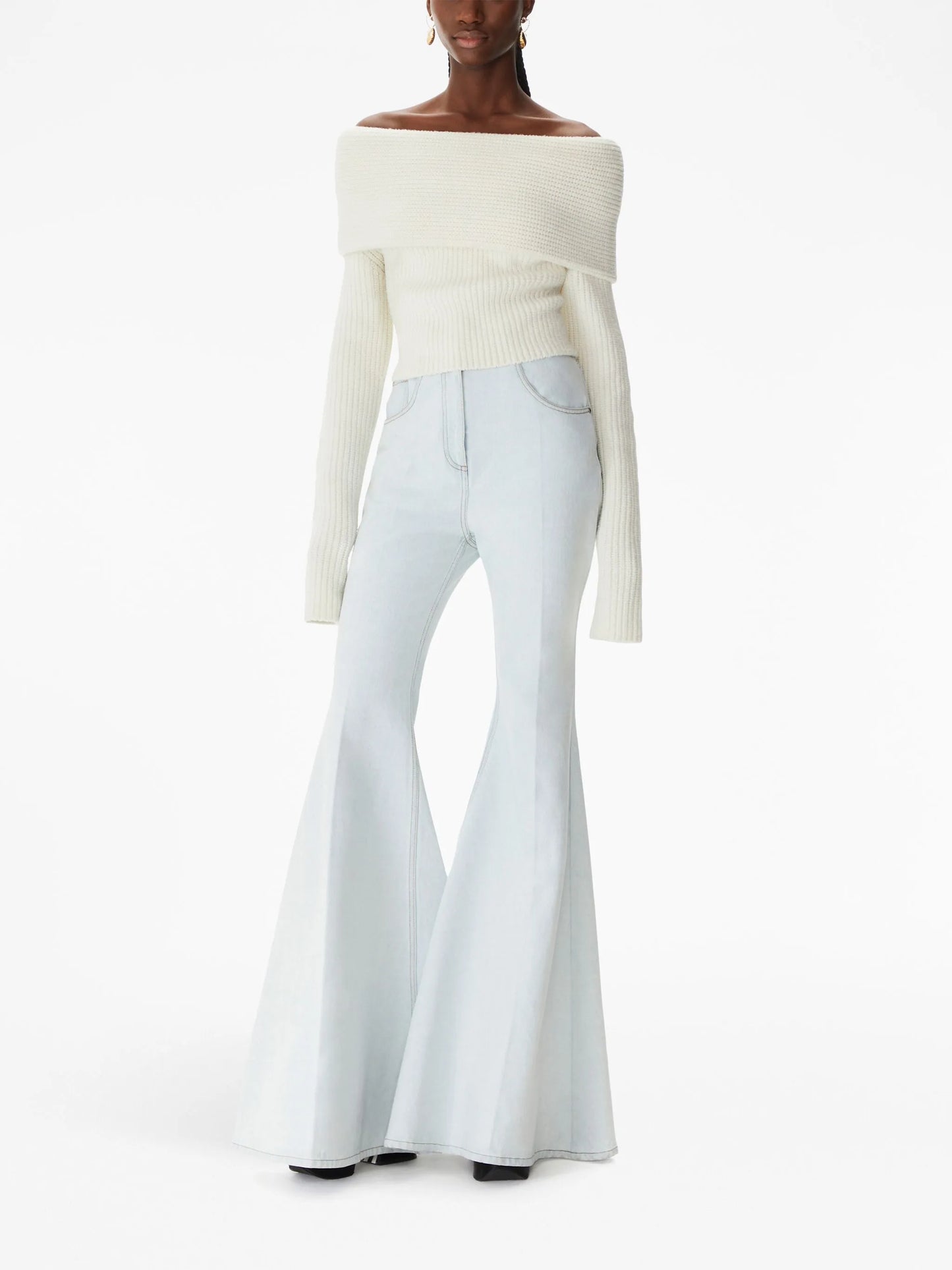 high-waisted flared jeans