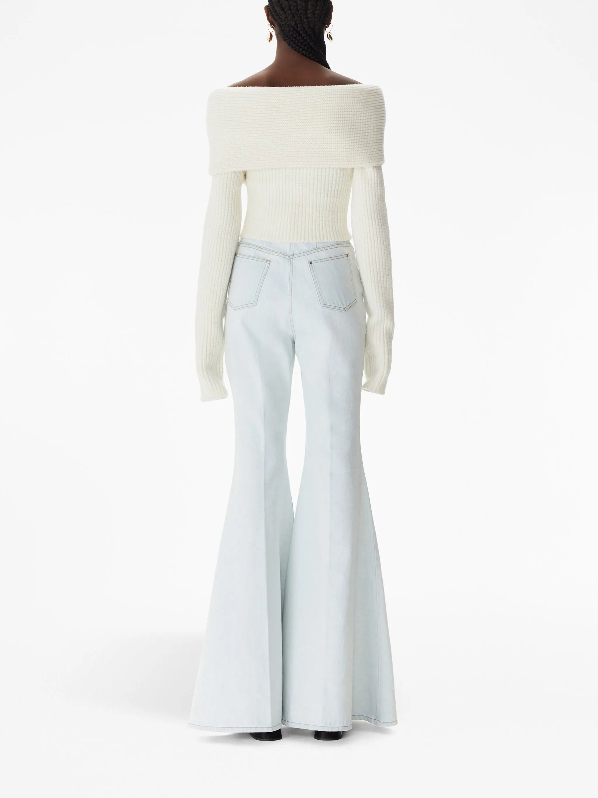 high-waisted flared jeans