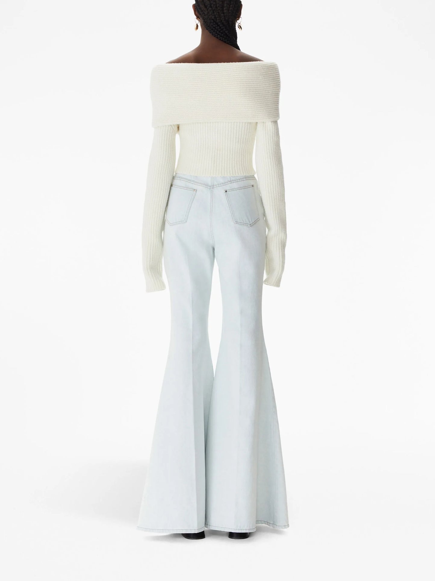 high-waisted flared jeans