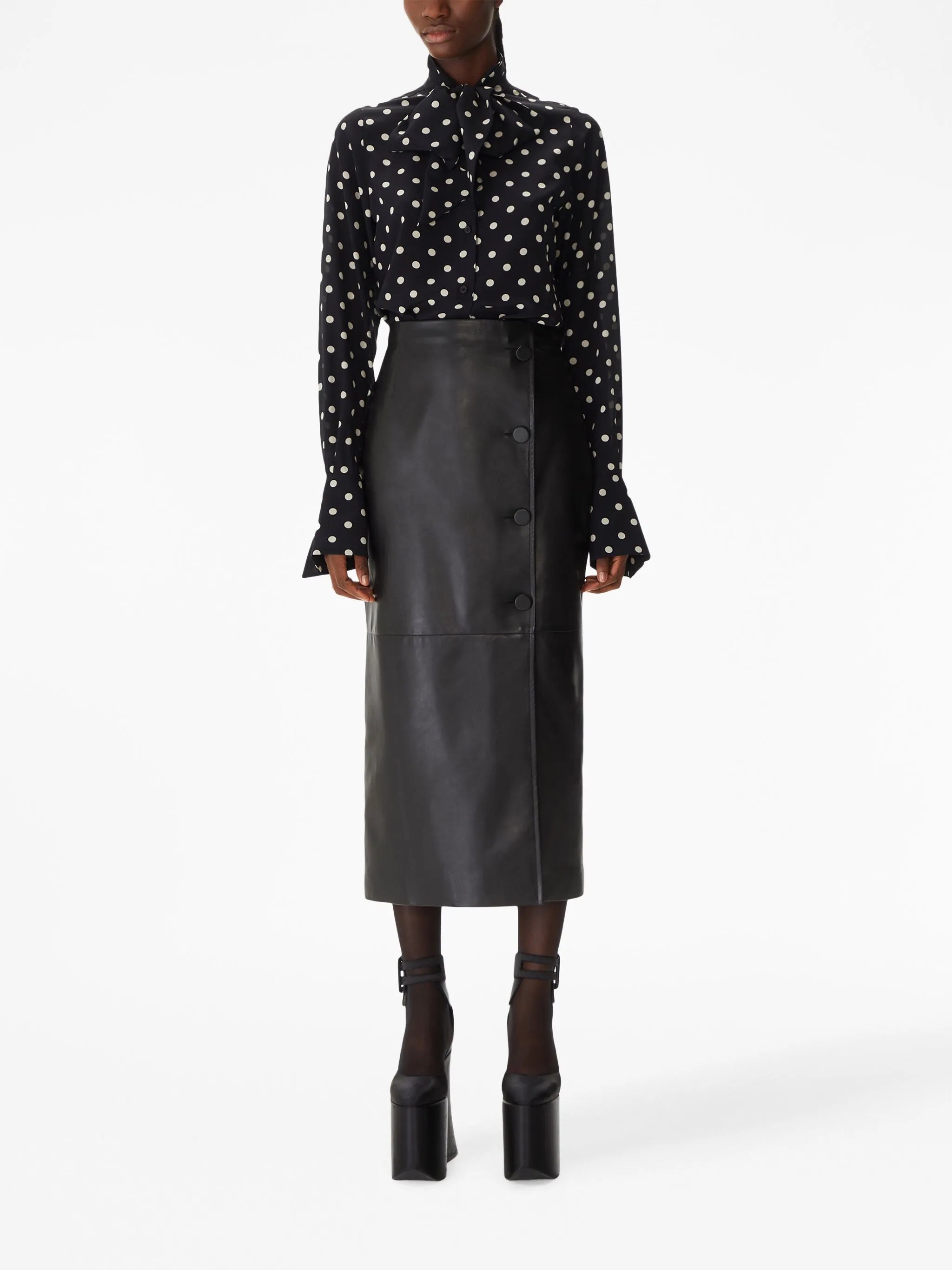 leather midi pencil skirt