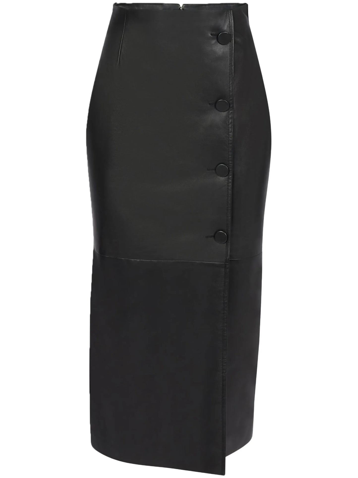 leather midi pencil skirt