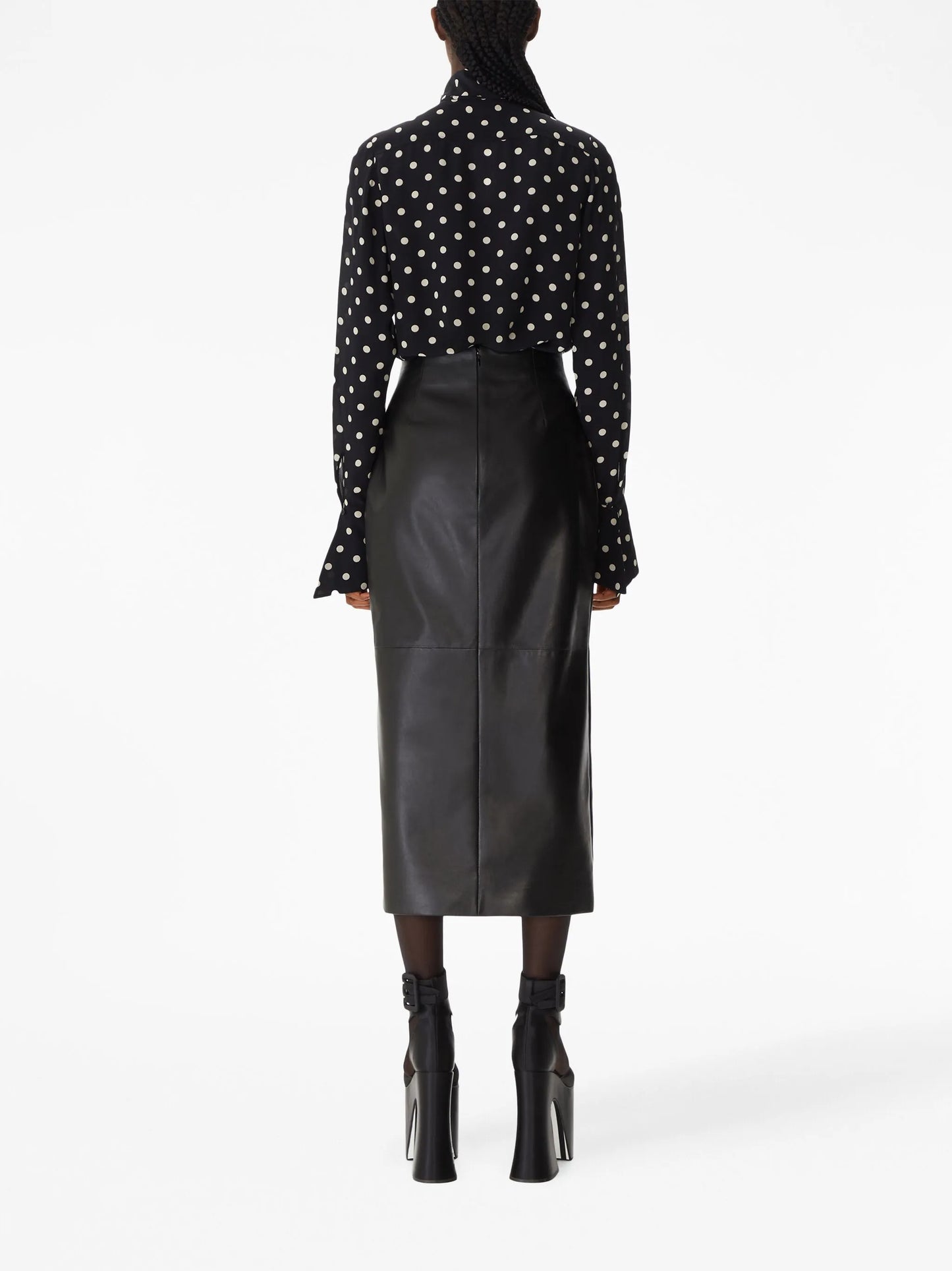 leather midi pencil skirt