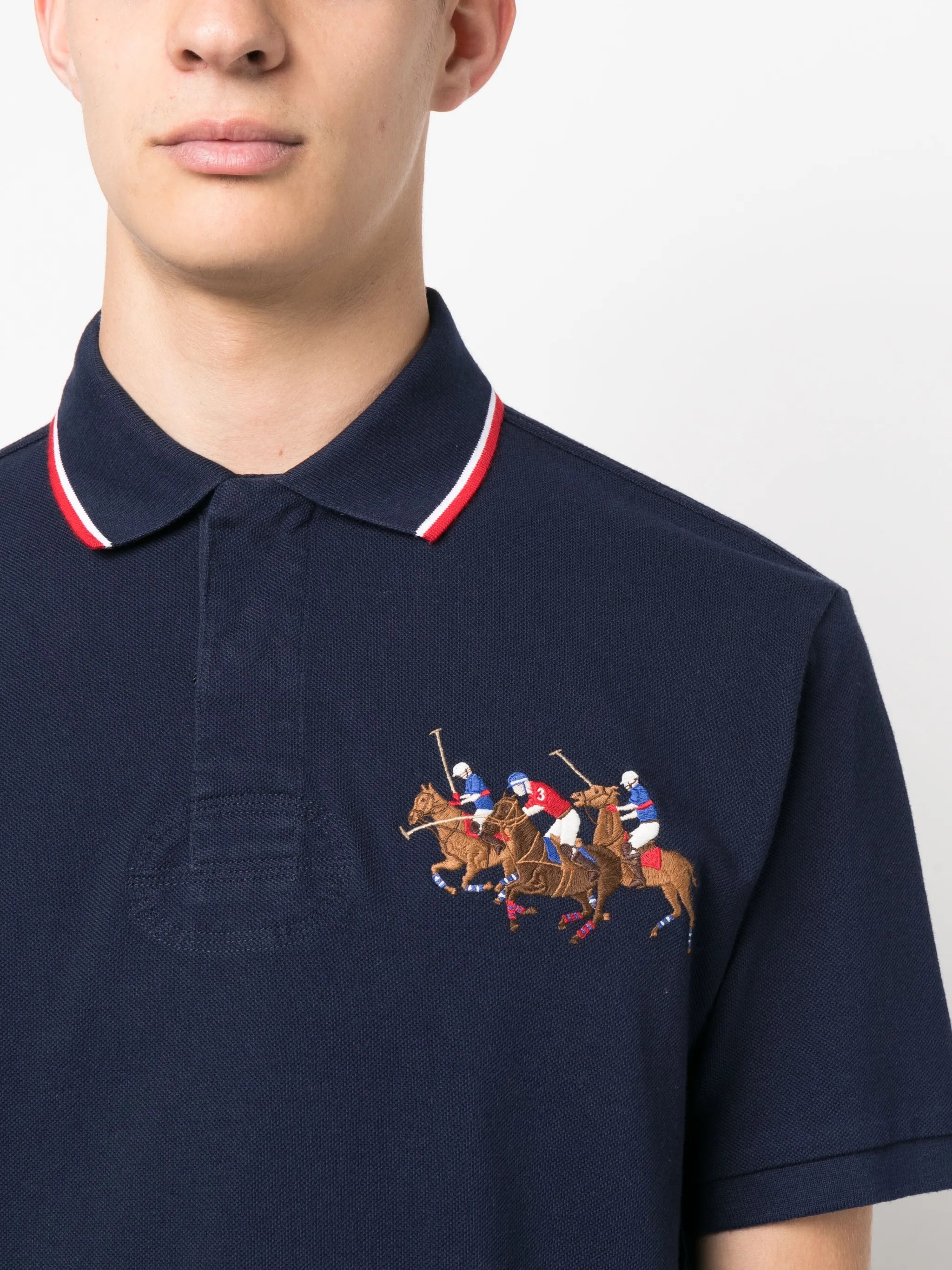embroidered-pony cotton polo shirt