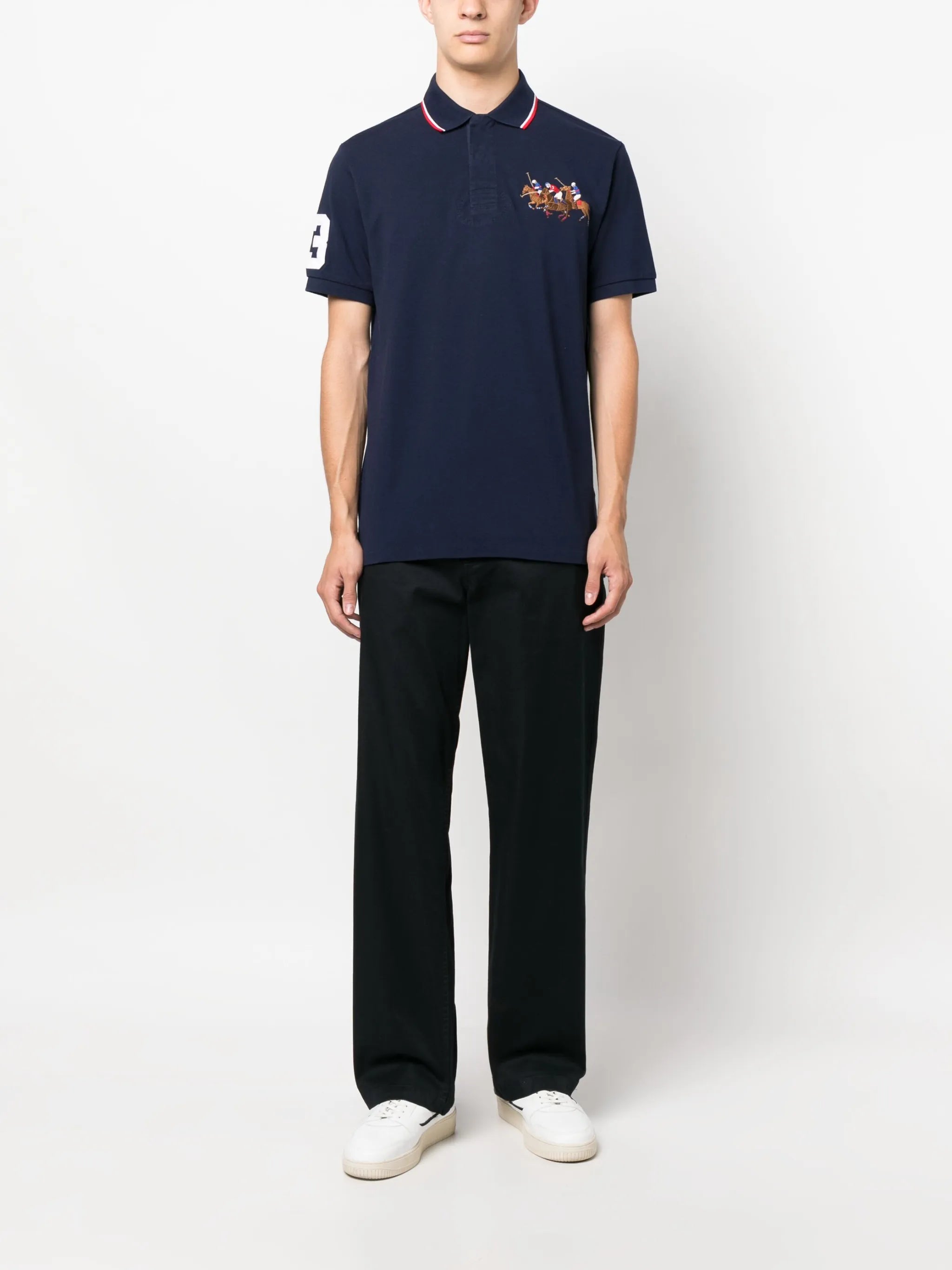 embroidered-pony cotton polo shirt