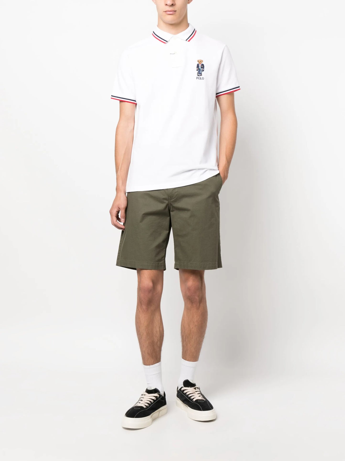 striped-trim polo shirt