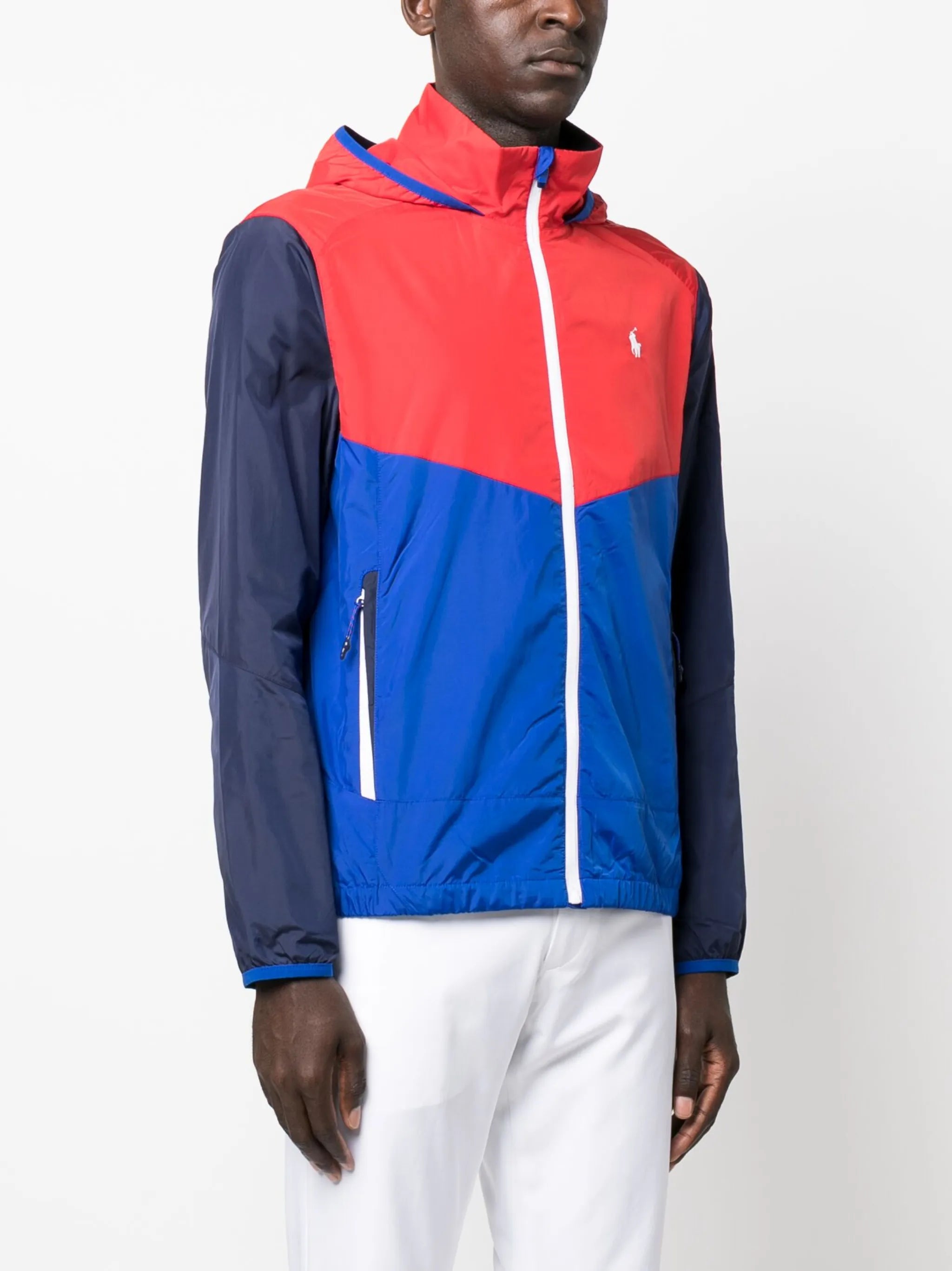 colour-block hooded windbreaker jacket