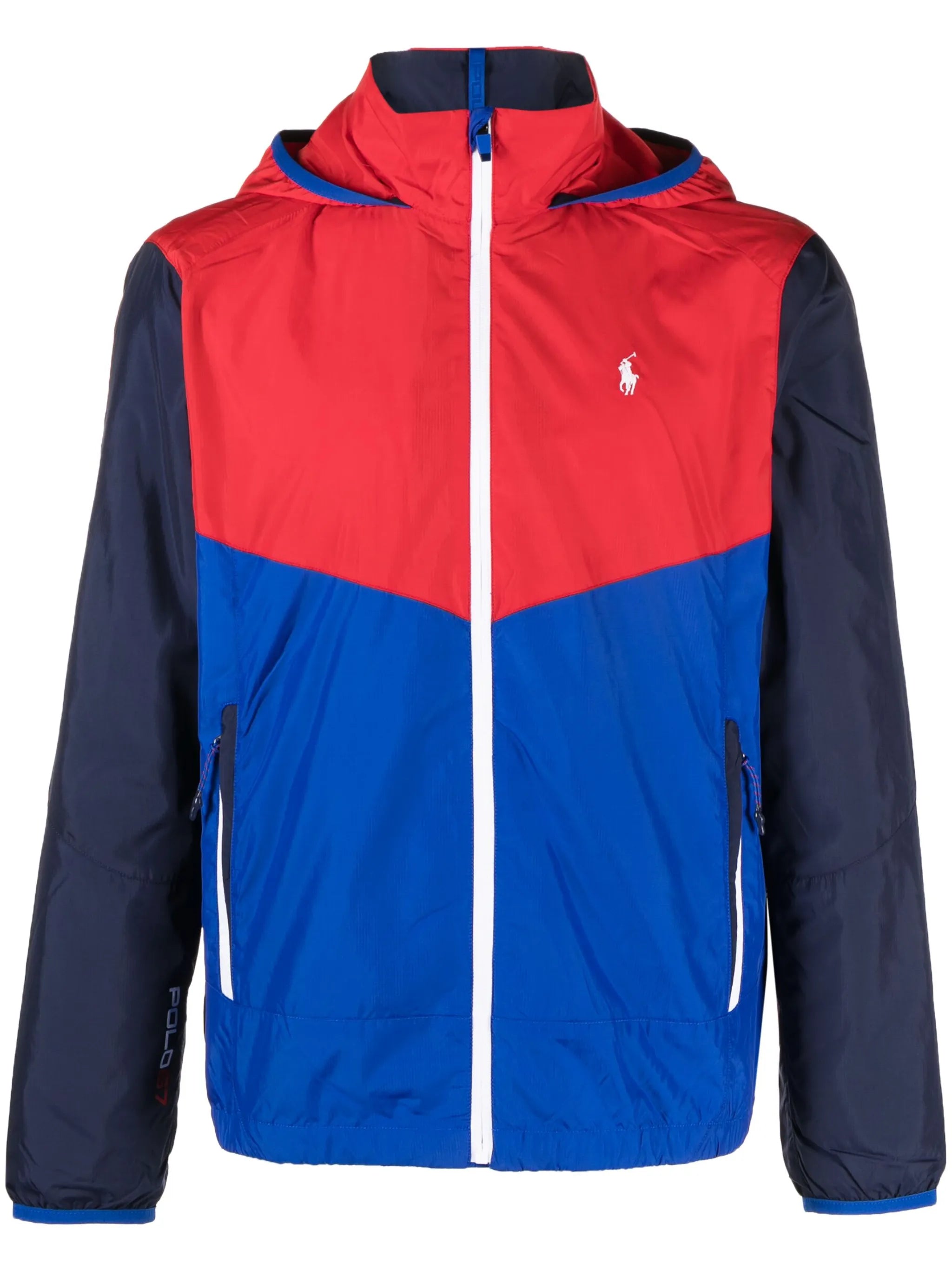 colour-block hooded windbreaker jacket
