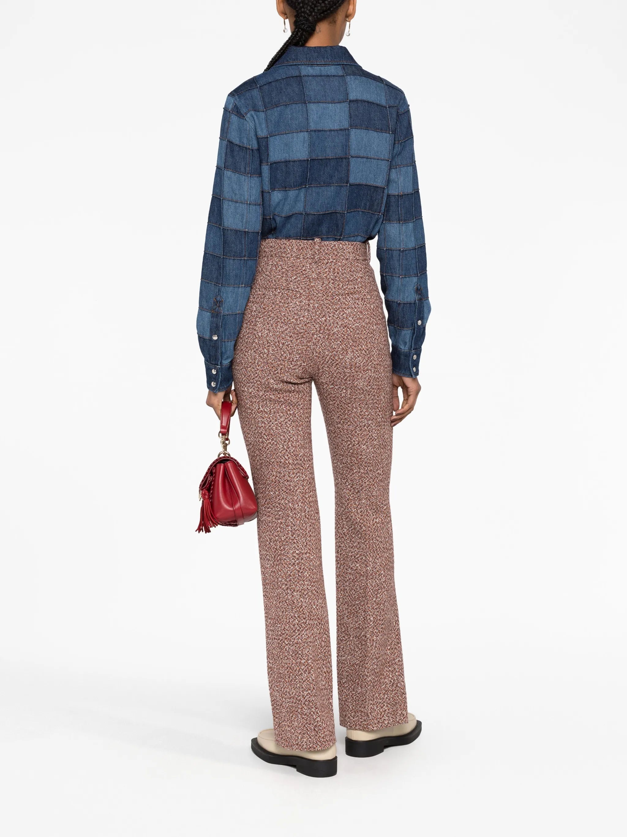 bouclé flared trousers