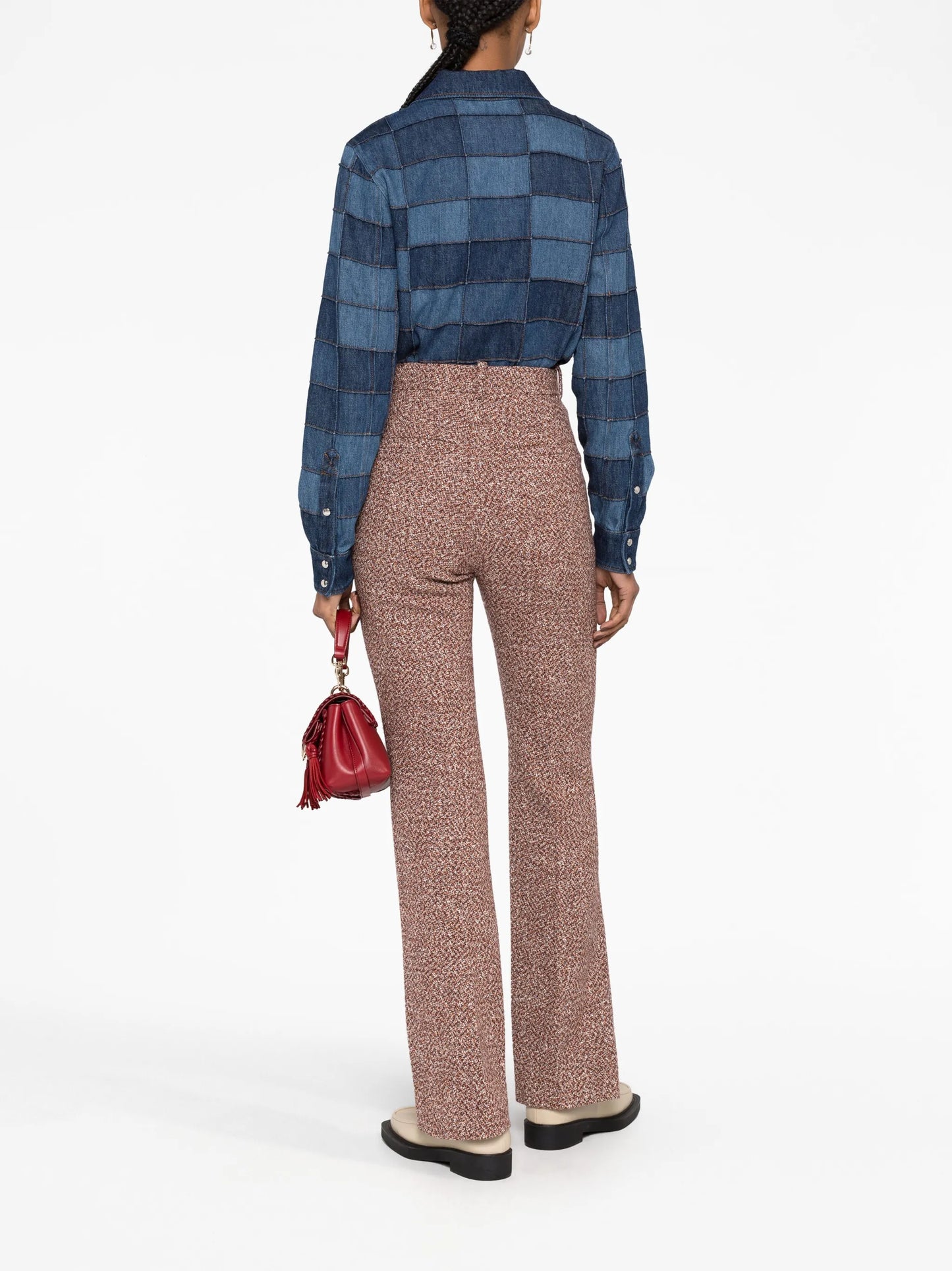bouclé flared trousers