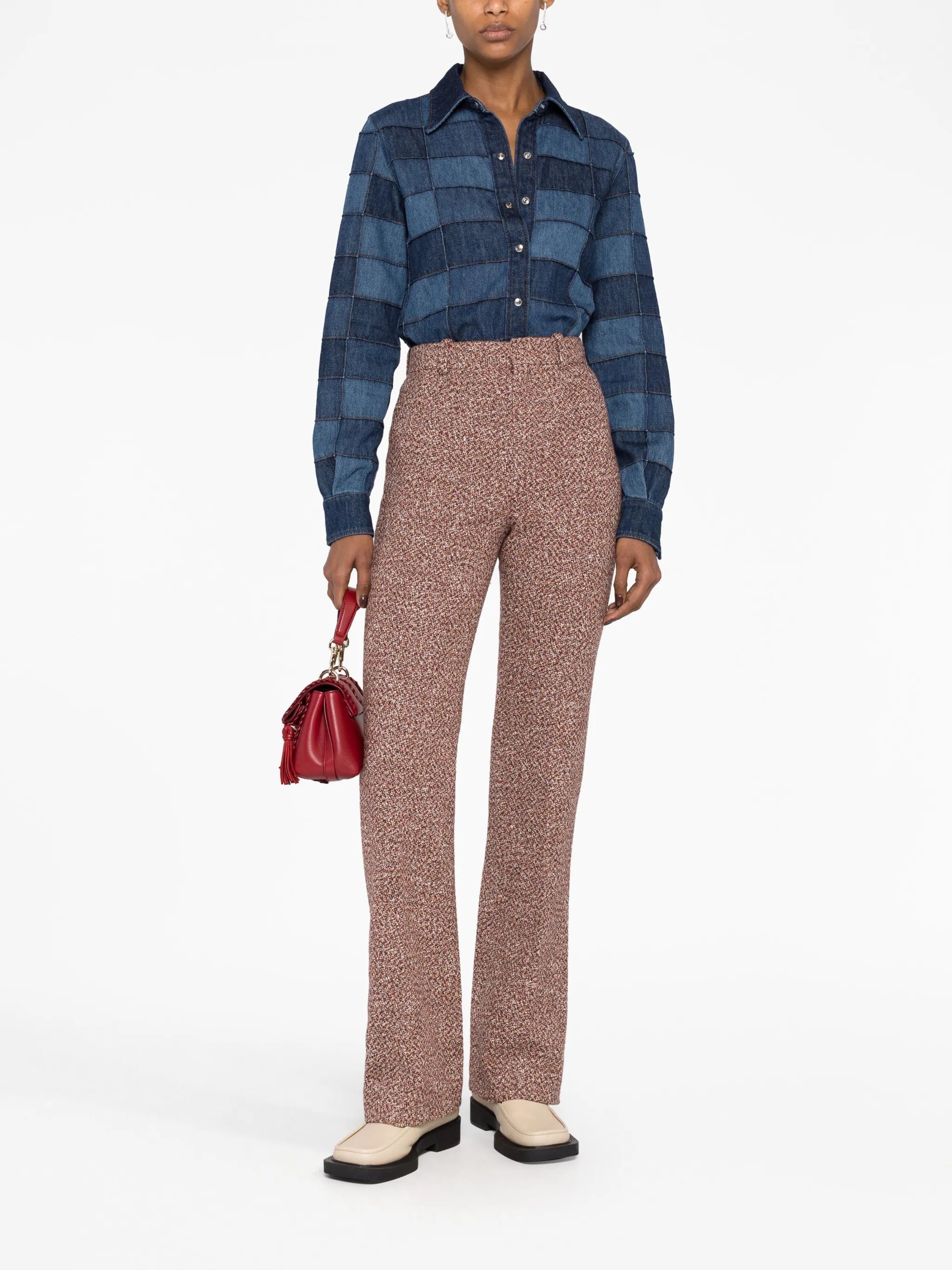 bouclé flared trousers