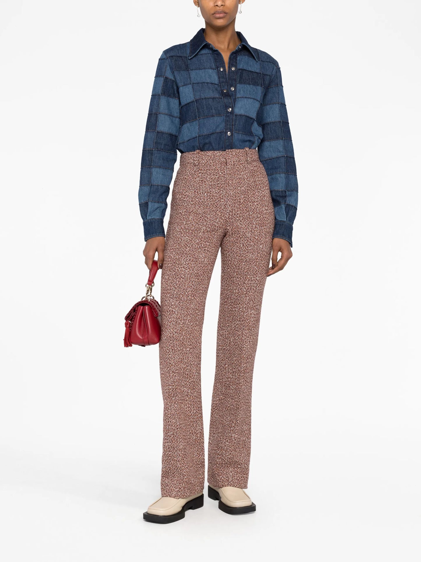 bouclé flared trousers