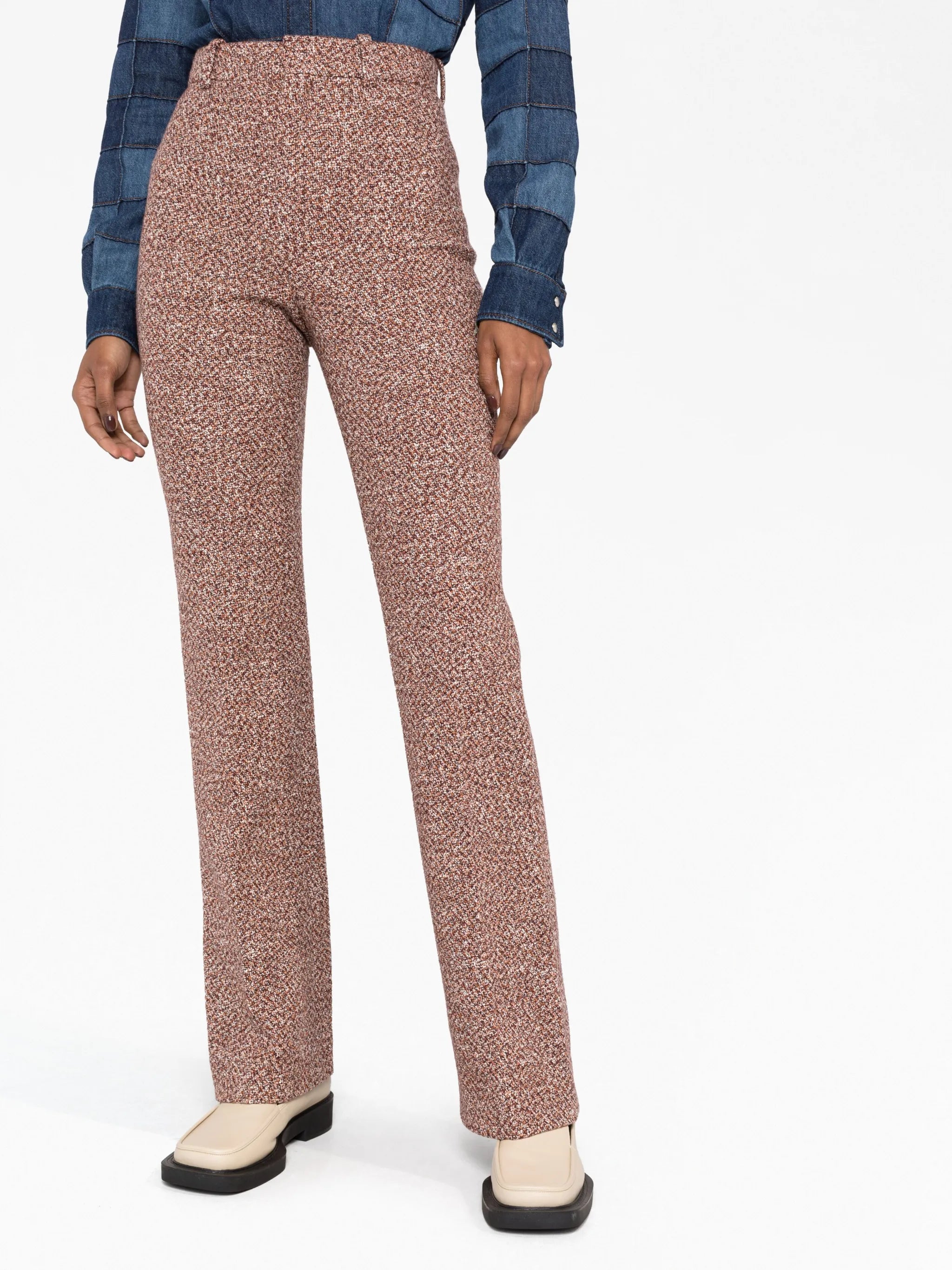 bouclé flared trousers