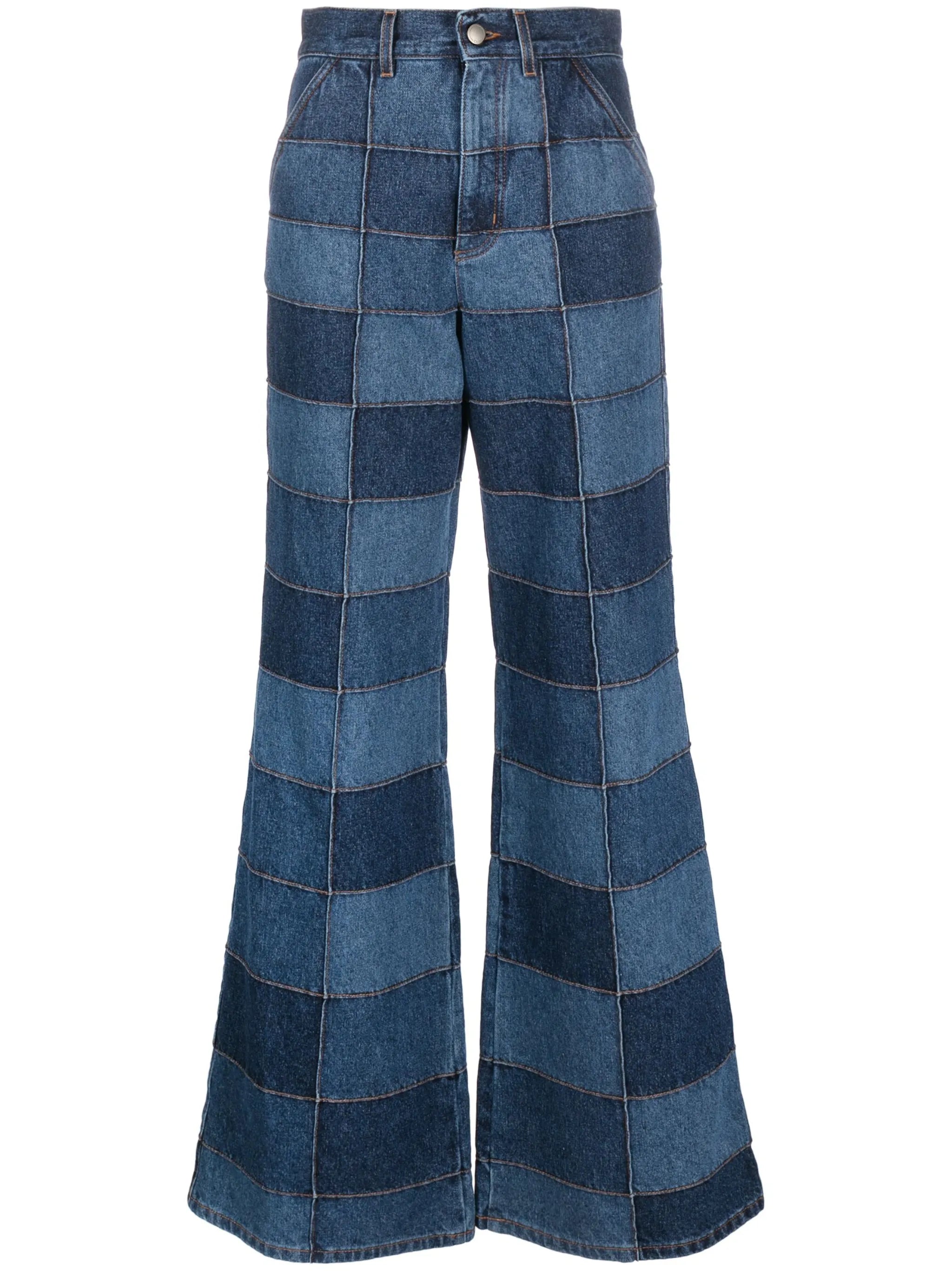 patchwork wide-leg jeans