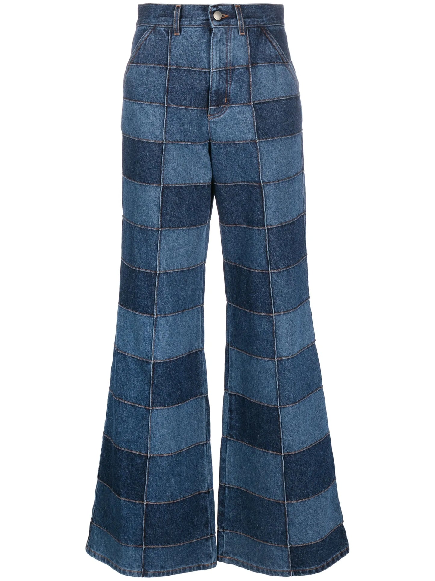 patchwork wide-leg jeans