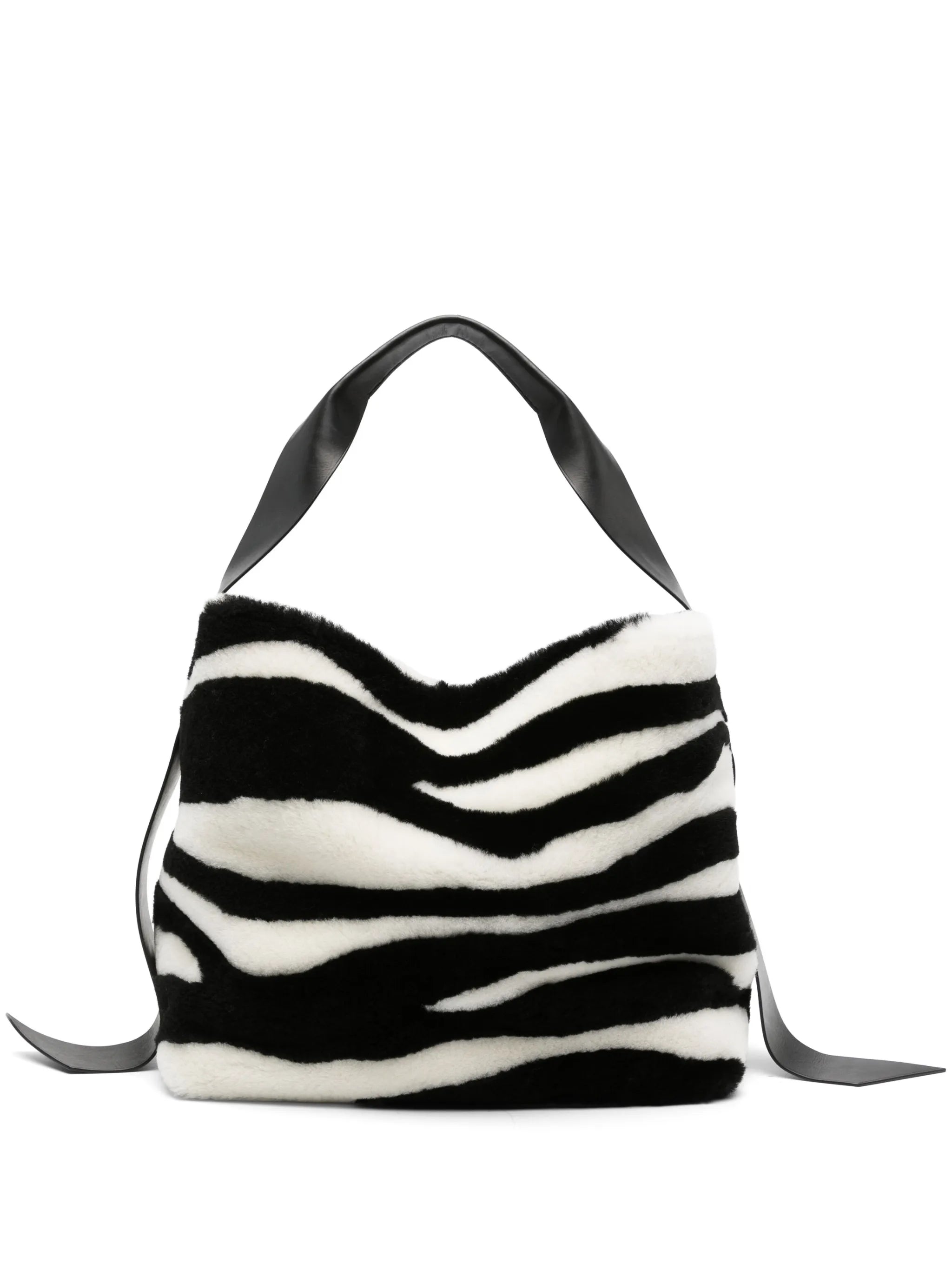 zebra-print leather tote bag