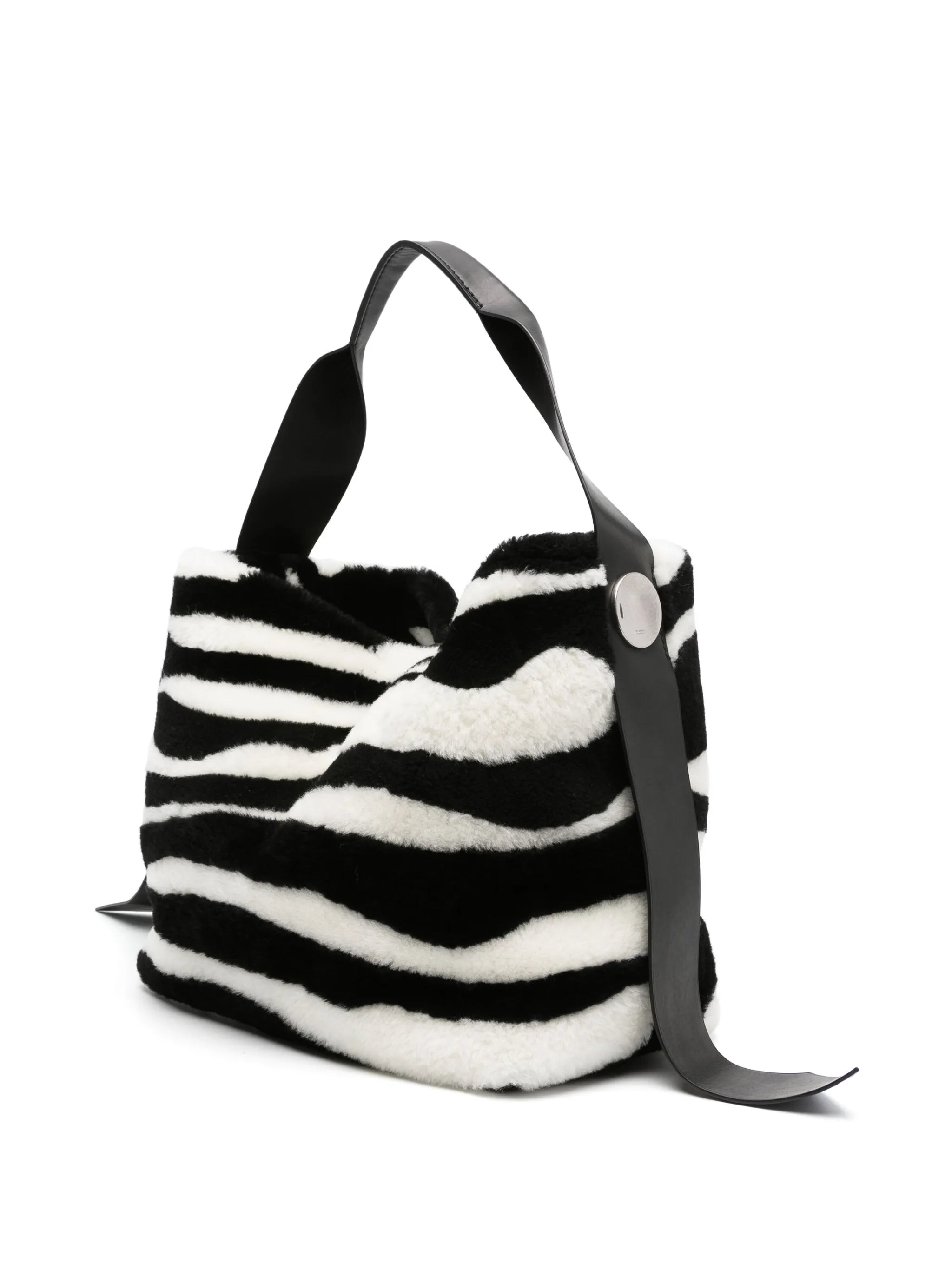 zebra-print leather tote bag