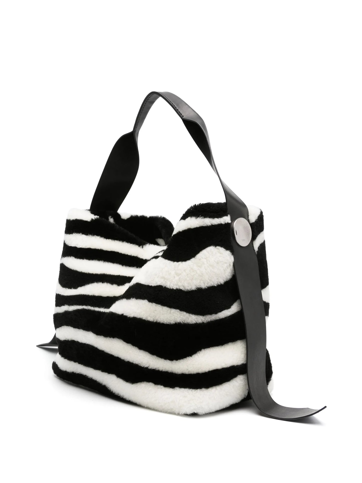 zebra-print leather tote bag