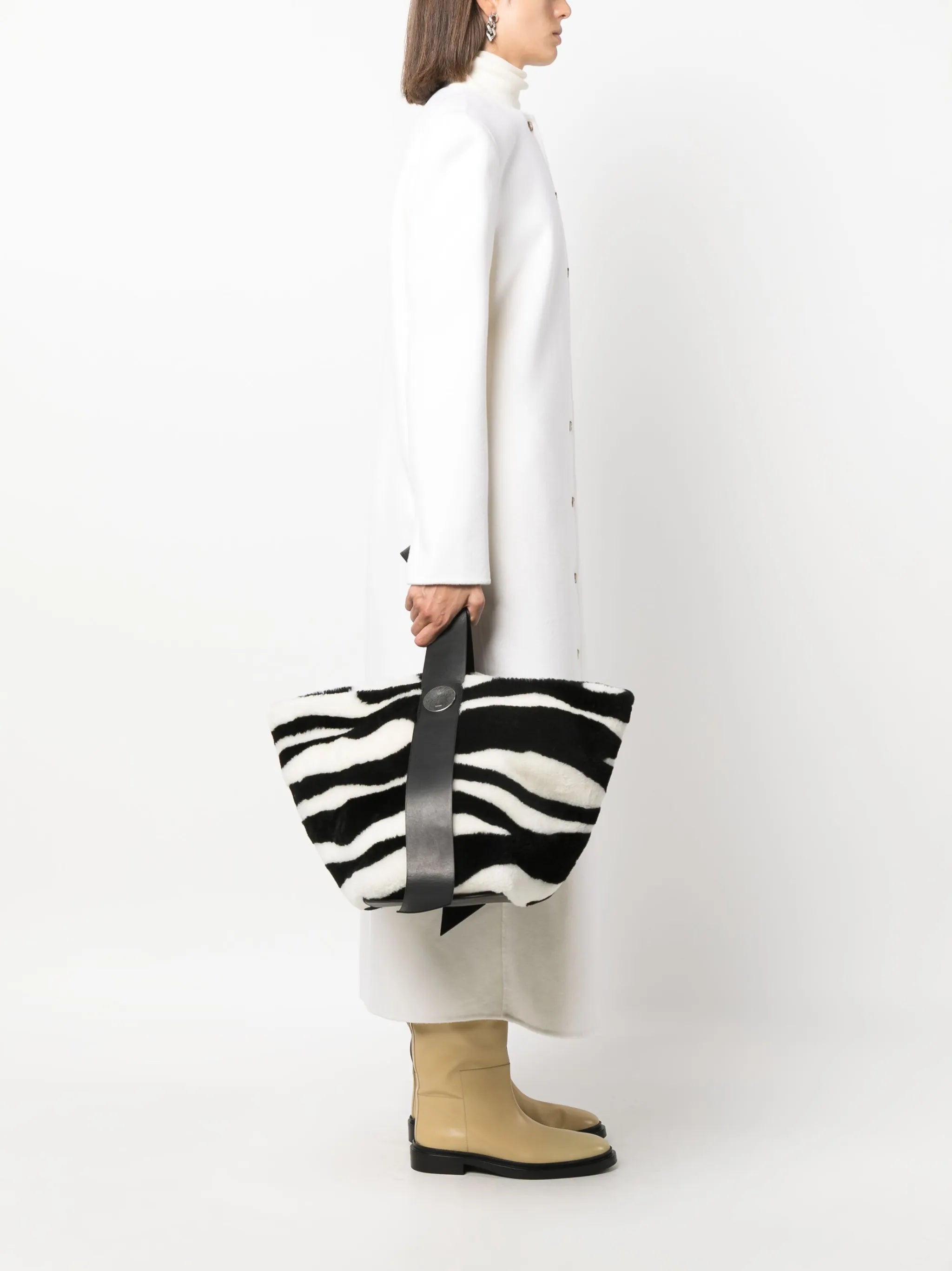 zebra-print leather tote bag