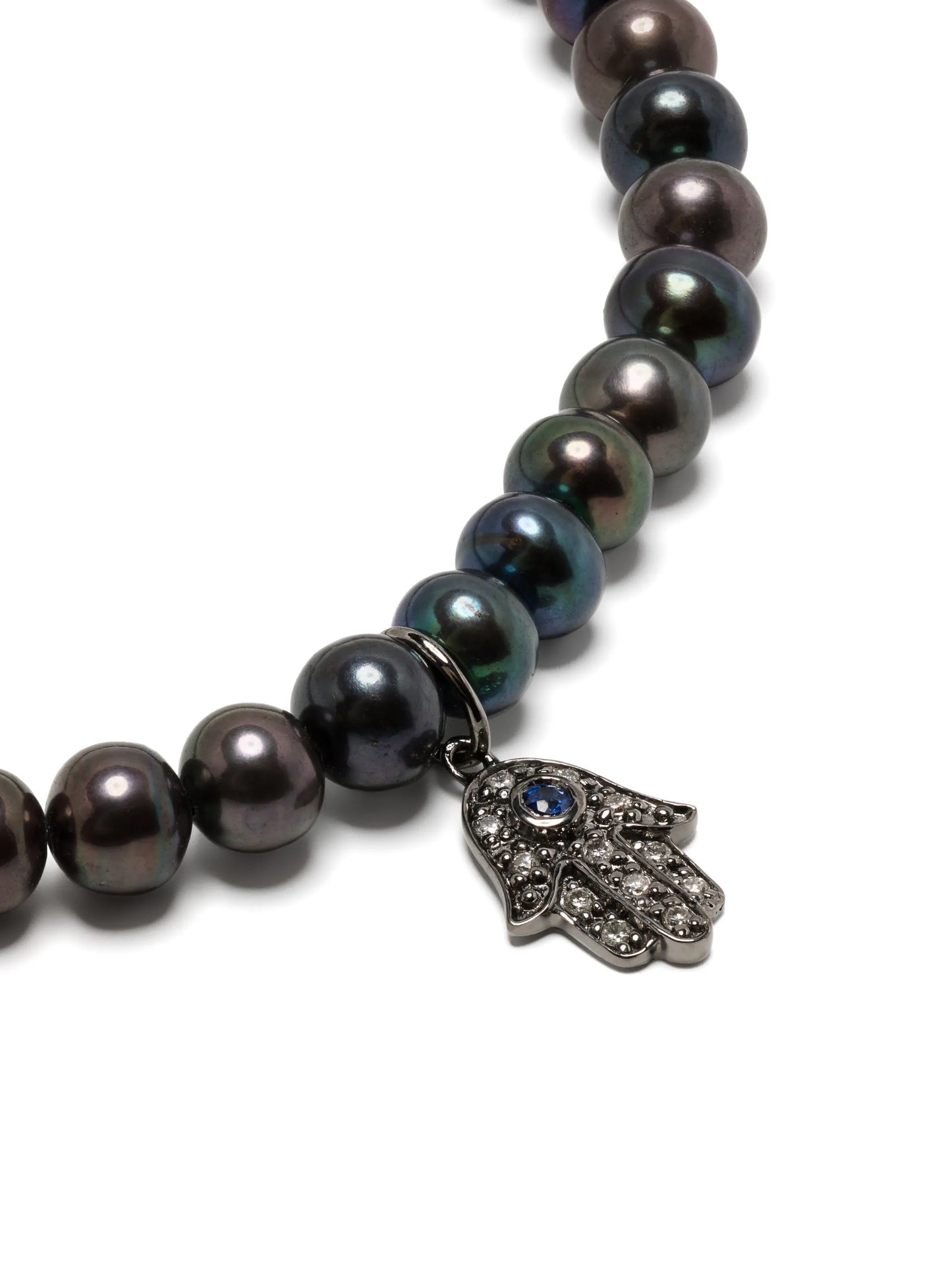 14kt gold diamond hamsa beaded bracelet