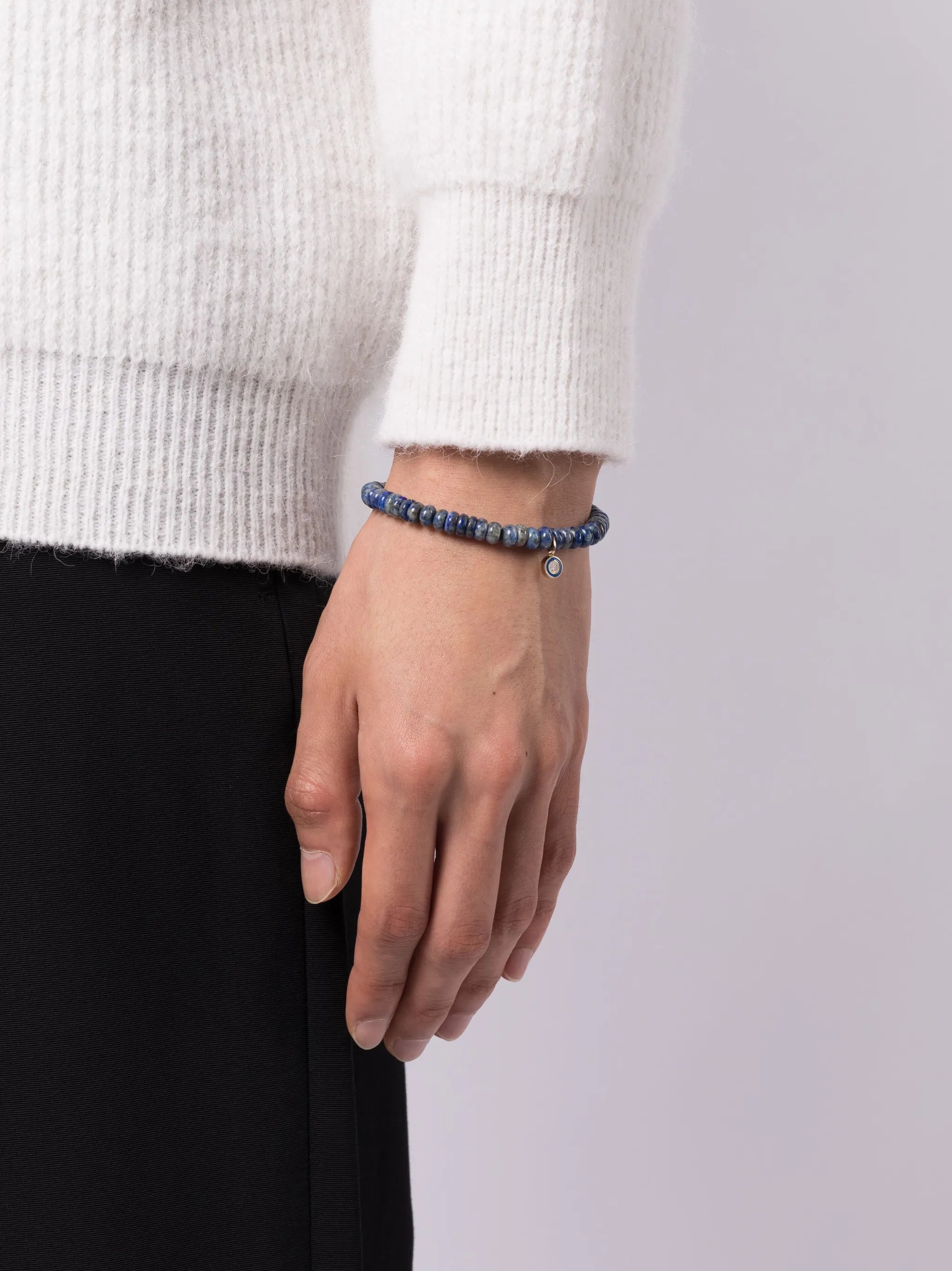 14kt yellow gold lapis lazuli beaded bracelet