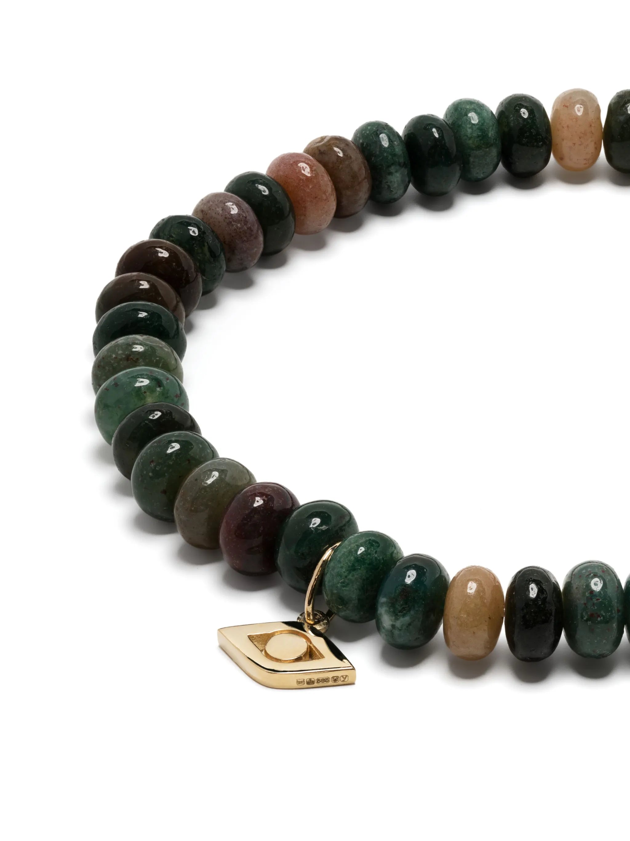 14kt yellow gold Evil Eye agate beaded bracelet