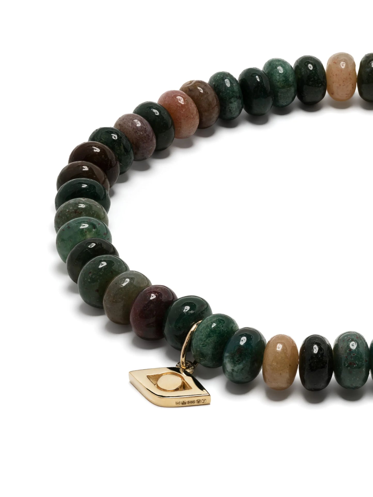 14kt yellow gold Evil Eye agate beaded bracelet