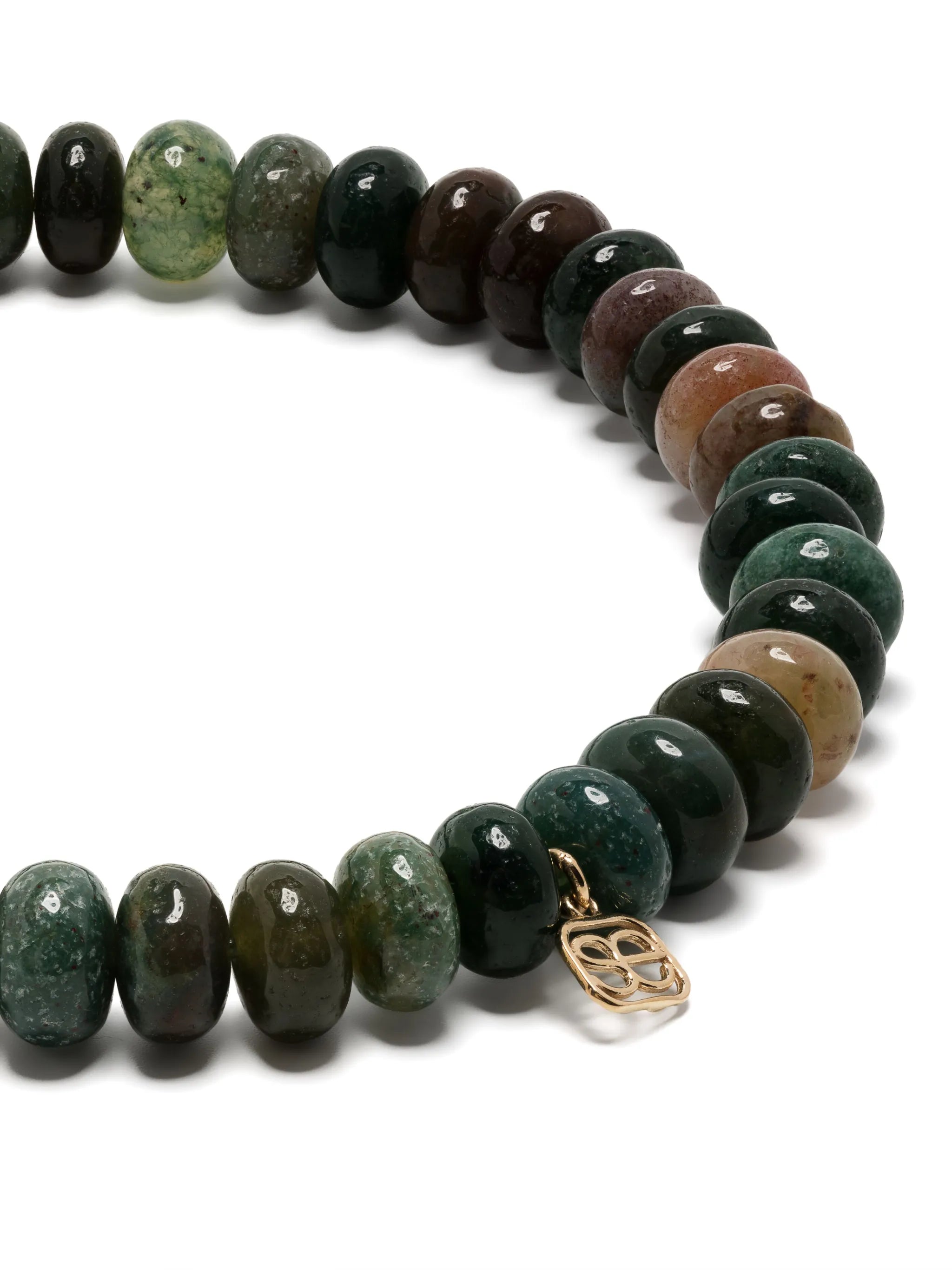 14kt yellow gold Evil Eye agate beaded bracelet