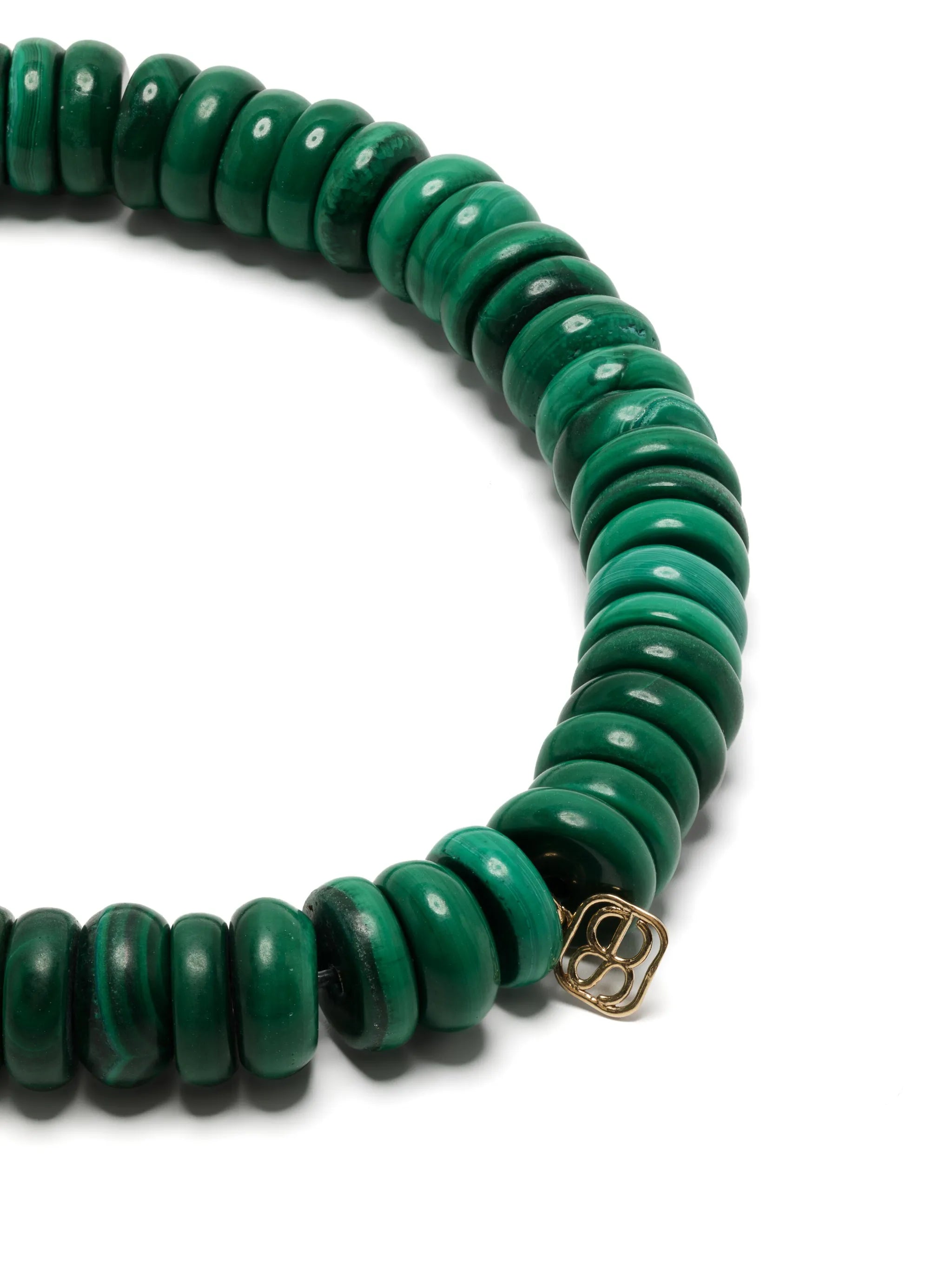 14kt yellow gold malachite beaded bracelet